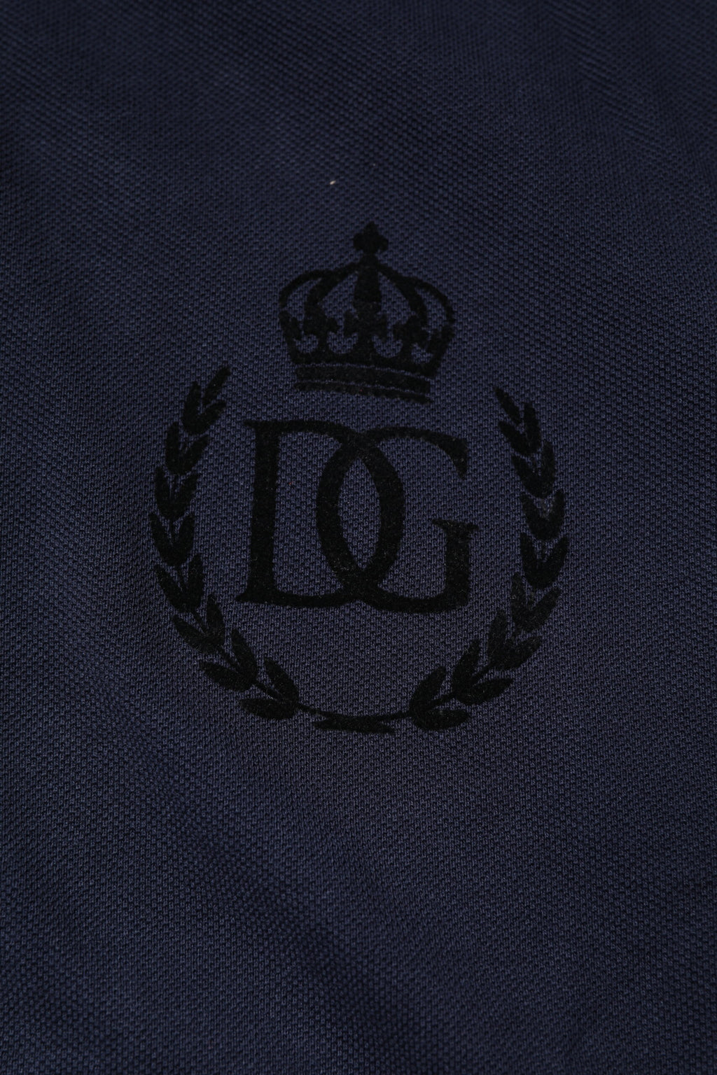 Dolce & Gabbana Dark Blue Cotton Crown Collared Polo T-shirt