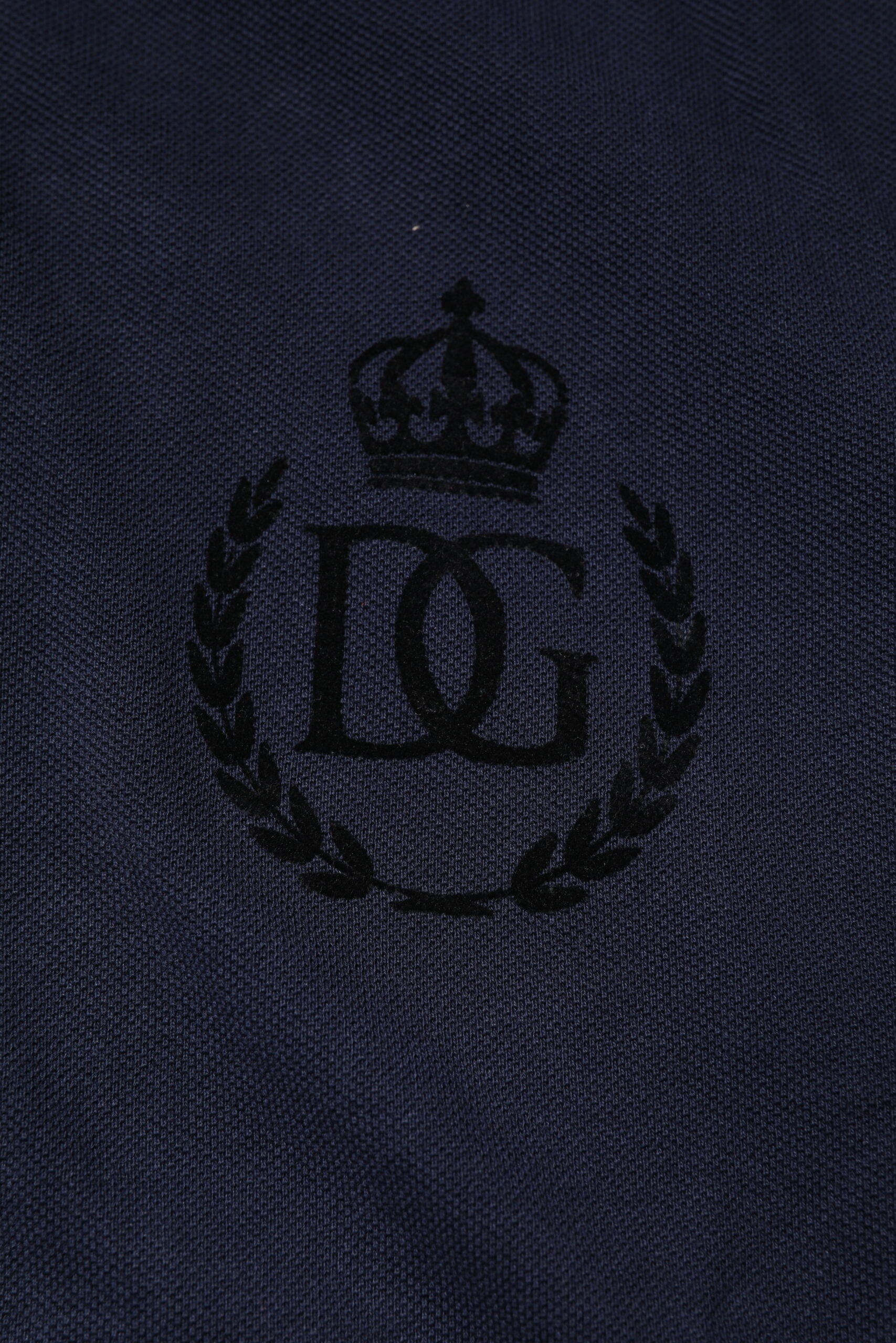 Dolce & Gabbana Dark Blue Cotton Crown Collared Polo T-shirt
