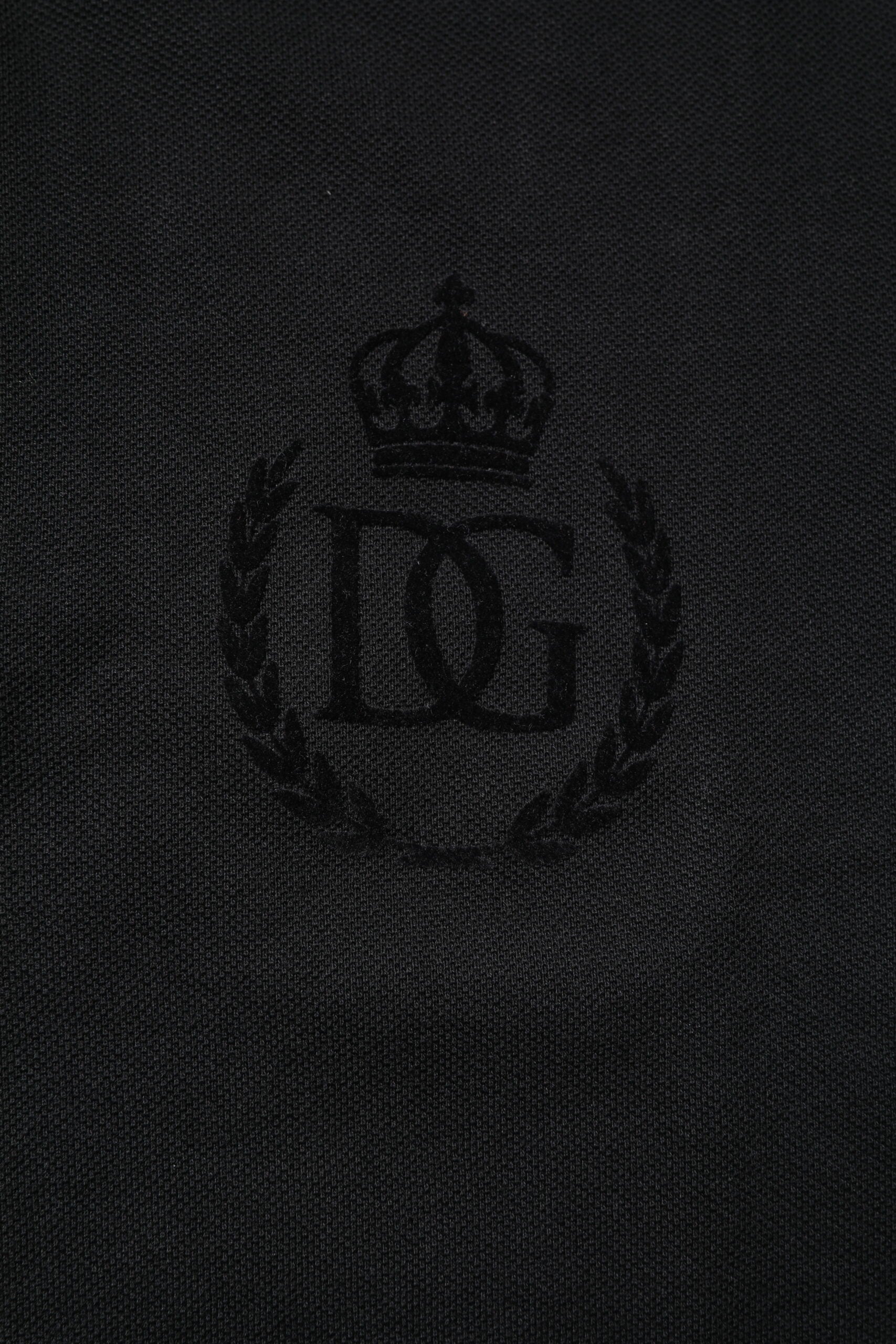 Dolce & Gabbana Black Cotton DG Logo Collared Polo T-shirt | Regal Royce