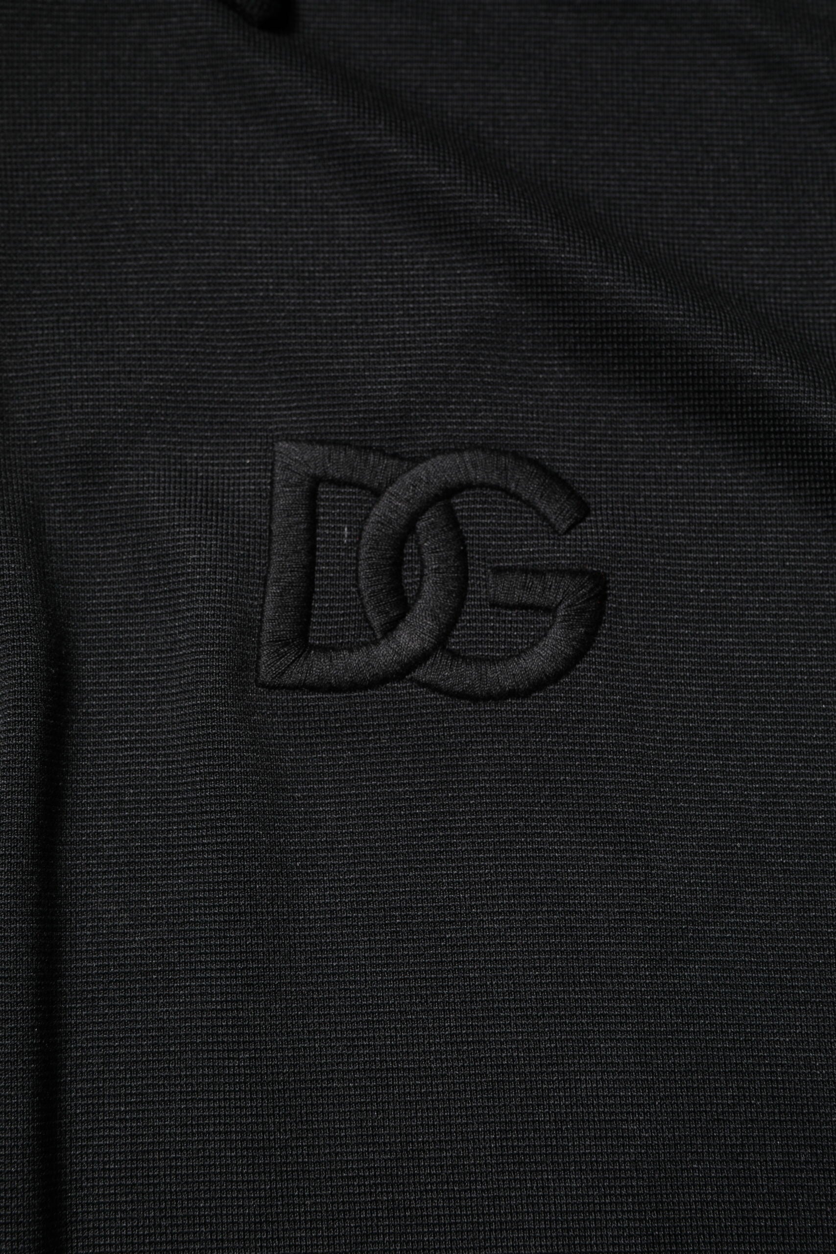 Dolce & Gabbana Black Polyester DG Logo Collared Polo T-shirt | Regal Royce