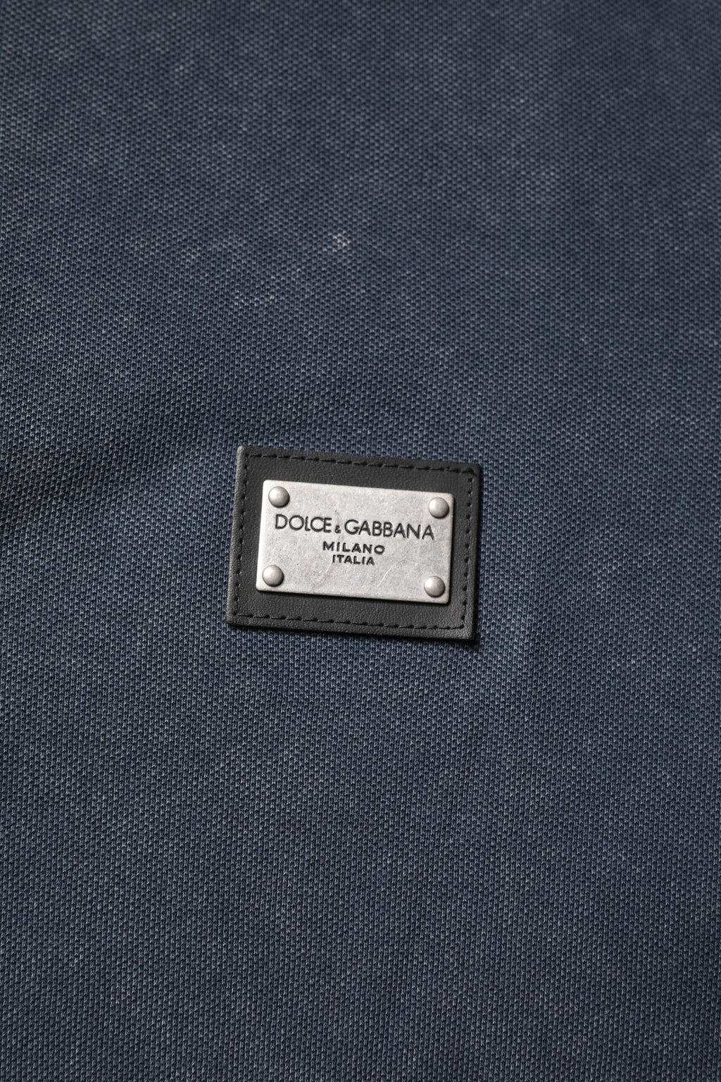 Dolce & Gabbana Dark Blue Logo Plaque Cotton Men Polo Shirt T-shirt