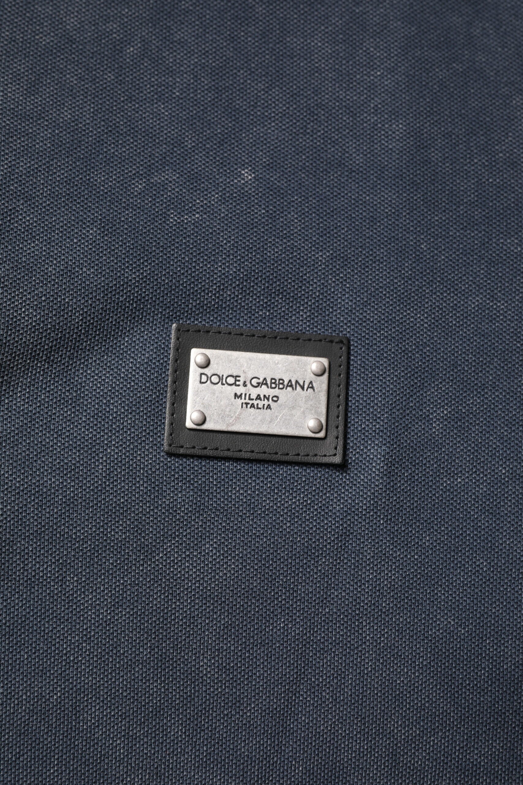 Dolce & Gabbana Dark Blue Logo Plaque Cotton Men Polo Shirt T-shirt | Regal Royce