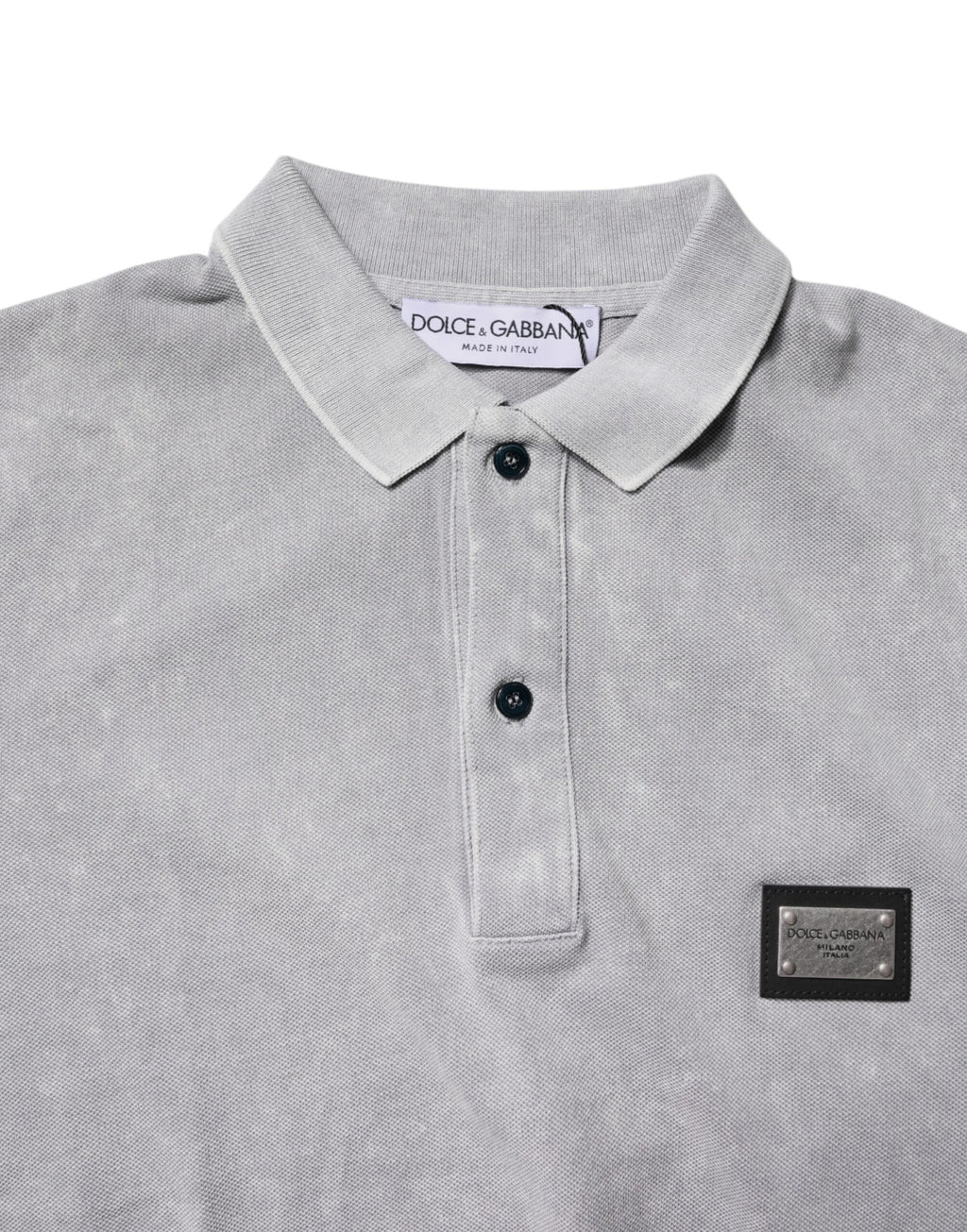 Dolce & Gabbana Gray Logo Plaque Cotton Men Polo Shirt T-shirt