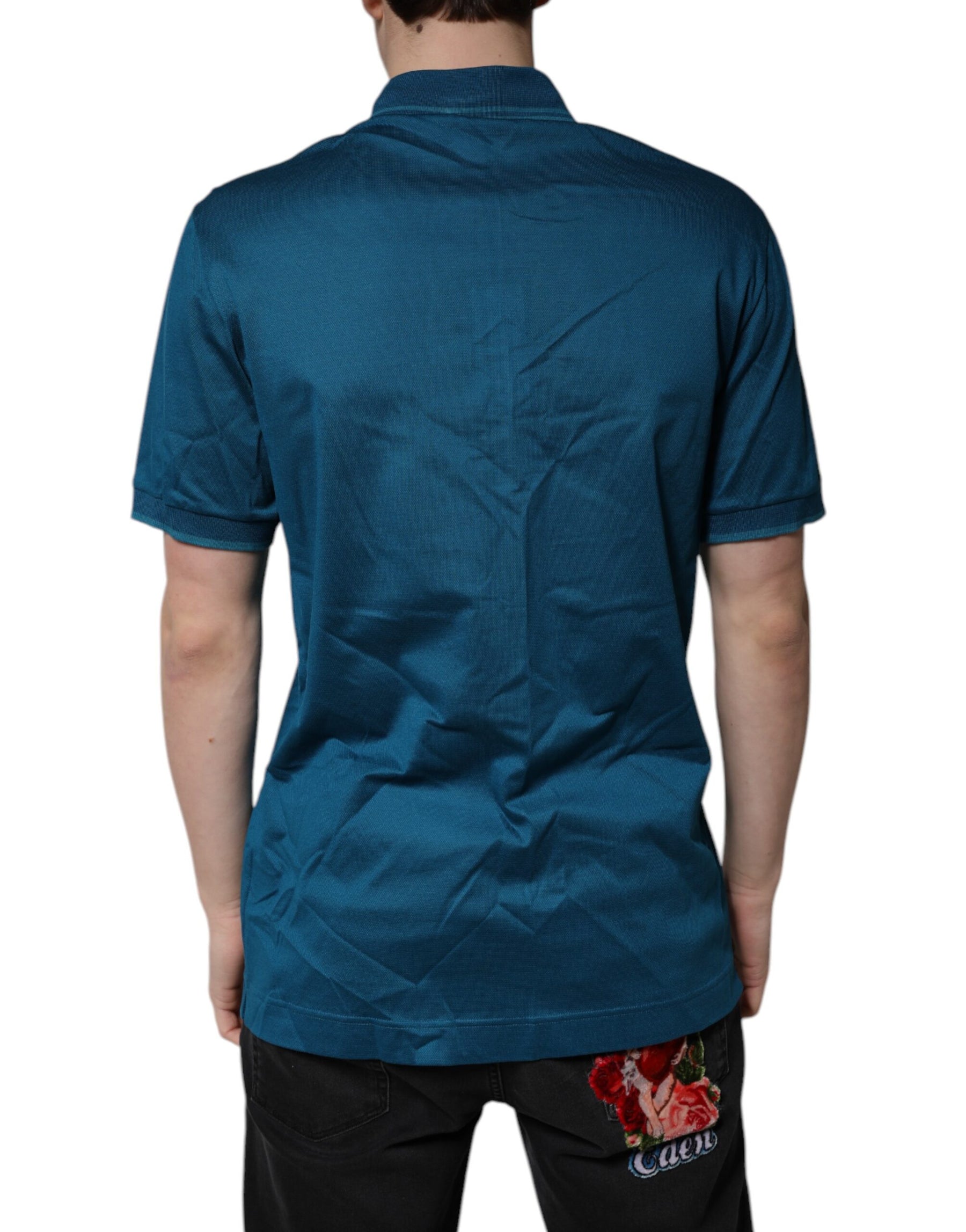 Dolce & Gabbana Blue Logo Cotton Men Polo Shirt T-shirt | Regal Royce