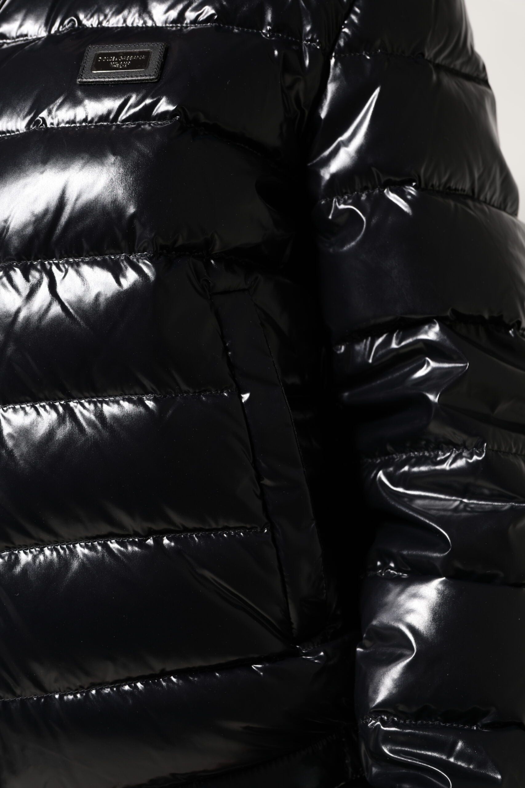 Dolce & Gabbana Black Logo Plaque Full Zip Puffer Jacket | Regal Royce