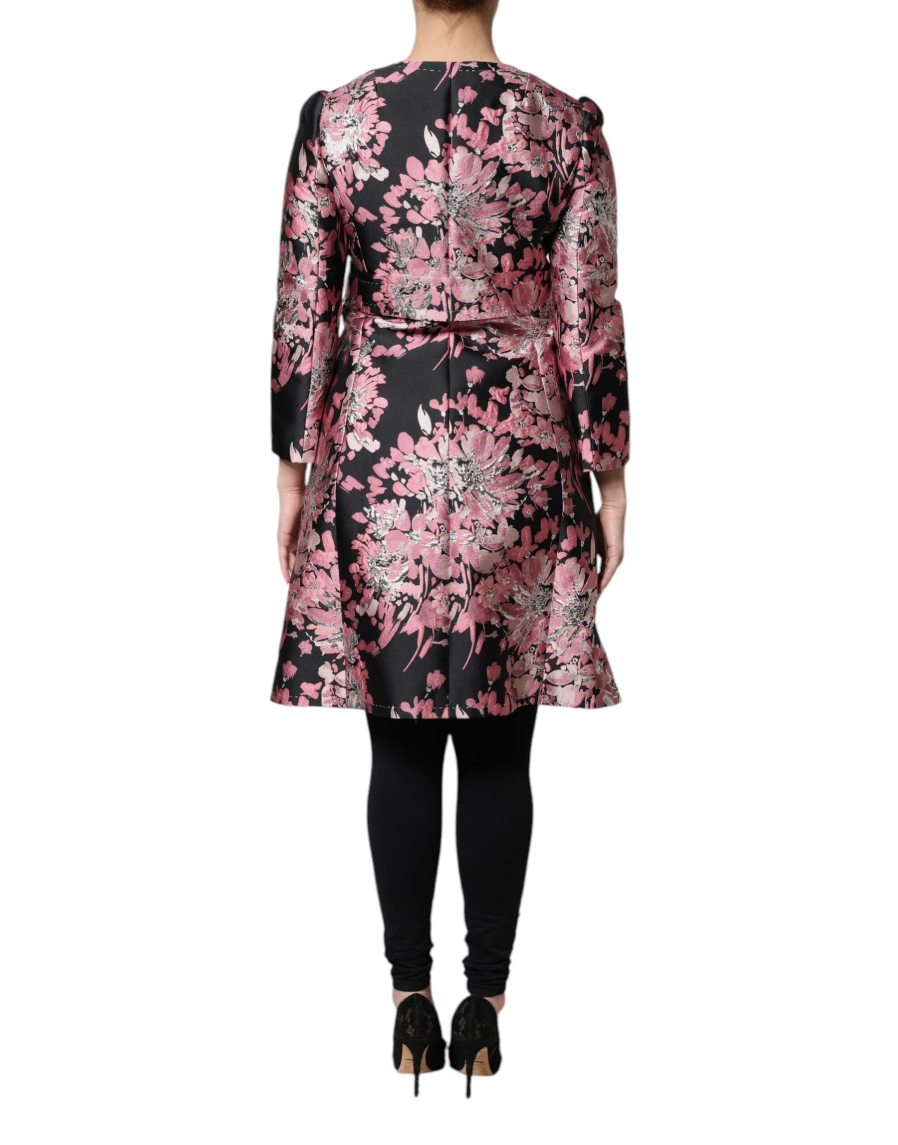 Dolce & Gabbana Pink Black Floral Brocade Trenchcoat Jacket | Regal Royce