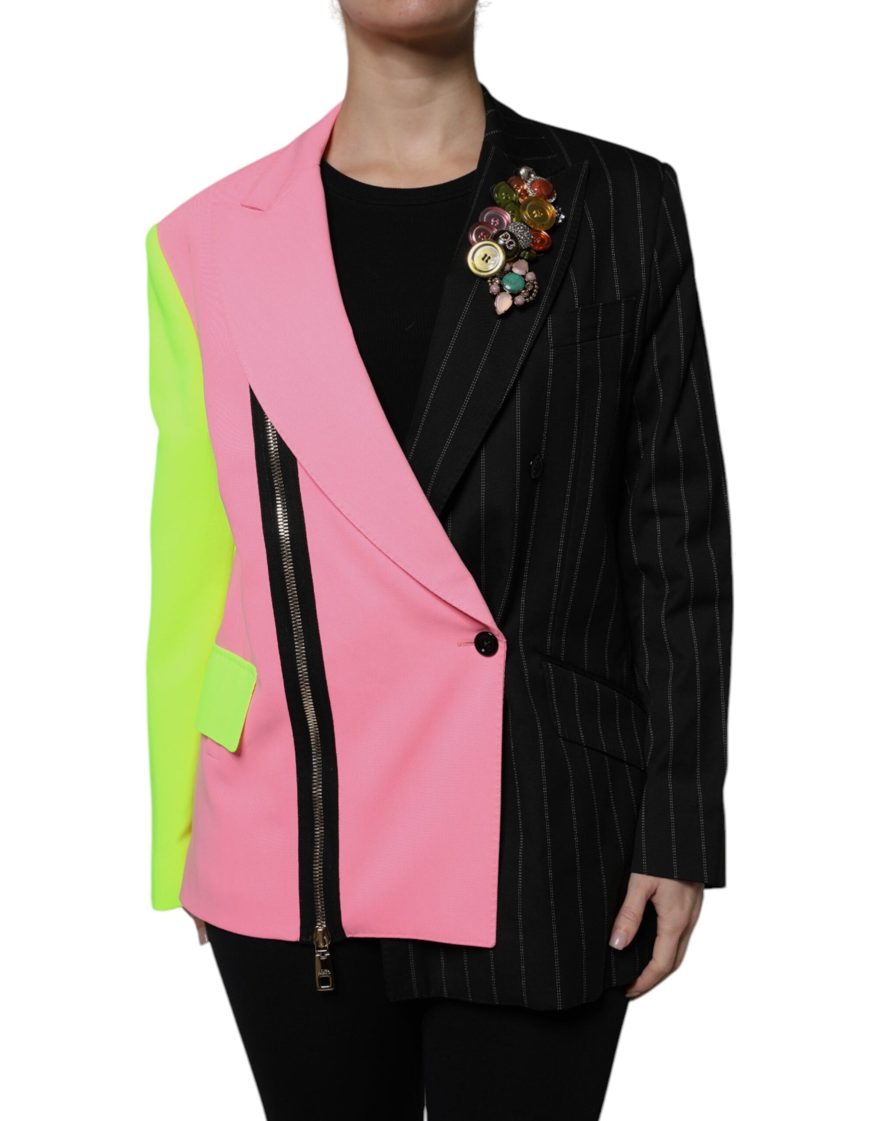 Dolce & Gabbana Multicolor Patchwork Embellished Coat Jacket | Regal Royce