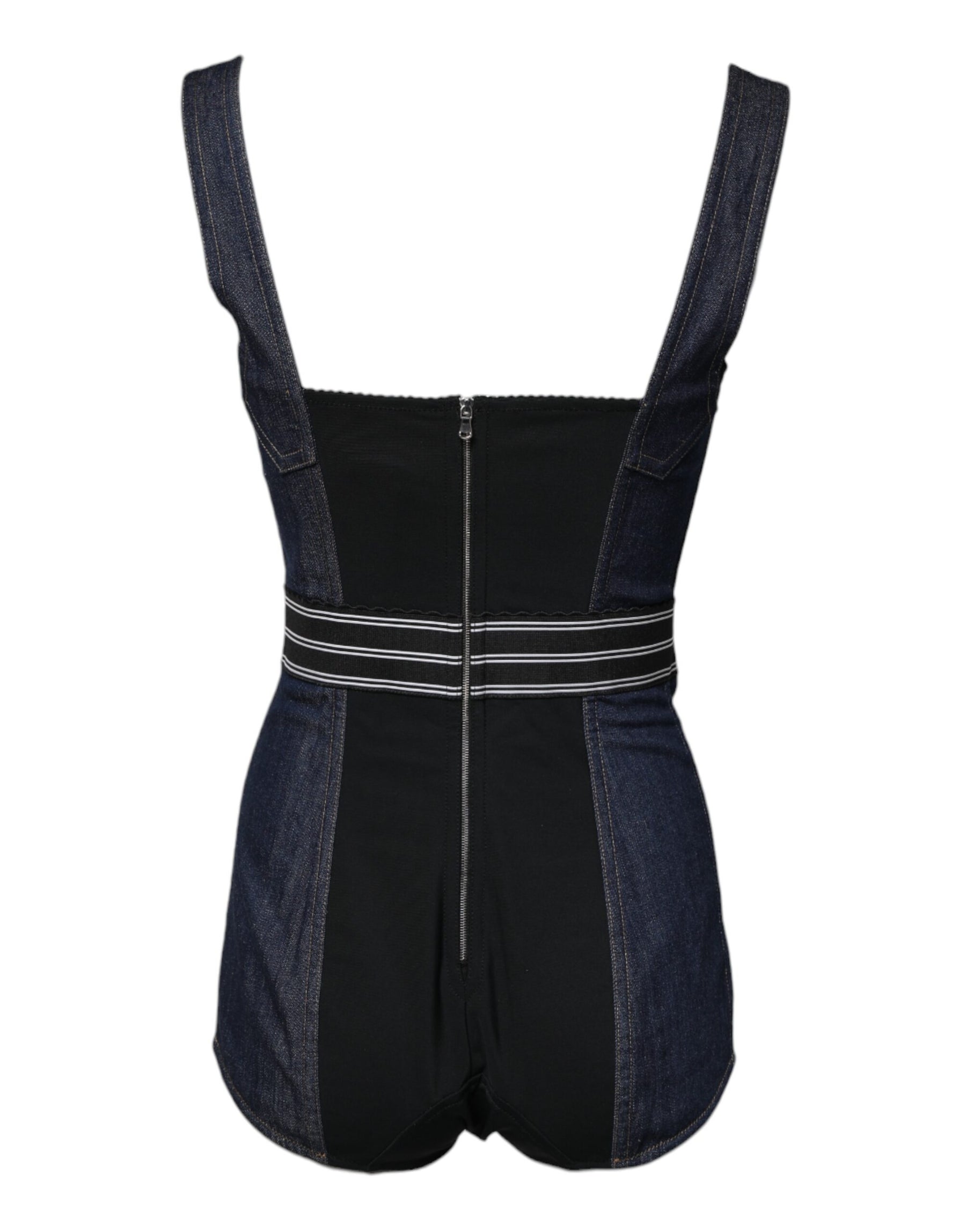 Dolce & Gabbana Blue Cotton Stretch Sleeveless Bodycon Denim Bodysuit | Regal Royce