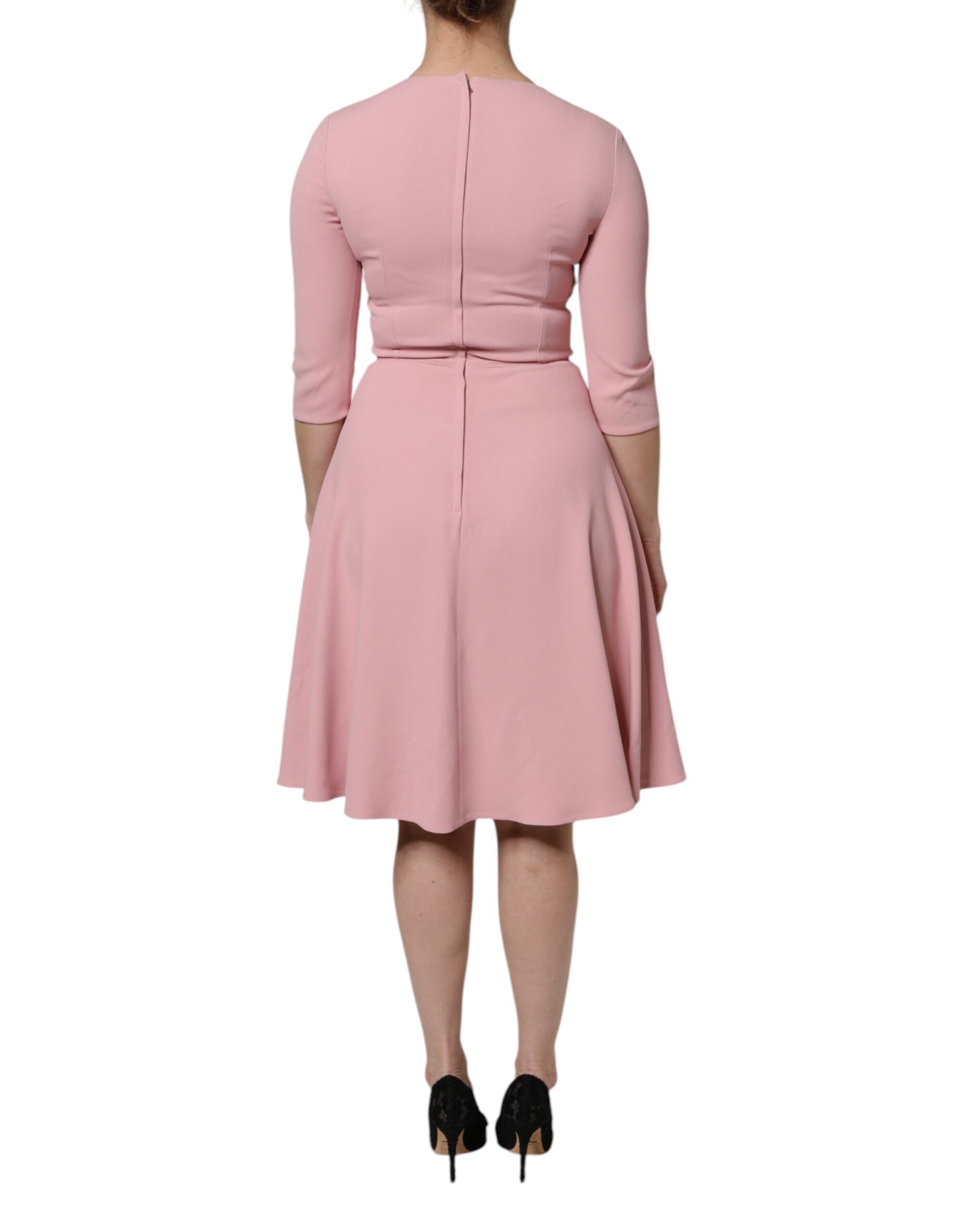Dolce & Gabbana Pink A-line Flare Viscose 3/4 Sleeves Dress | Regal Royce
