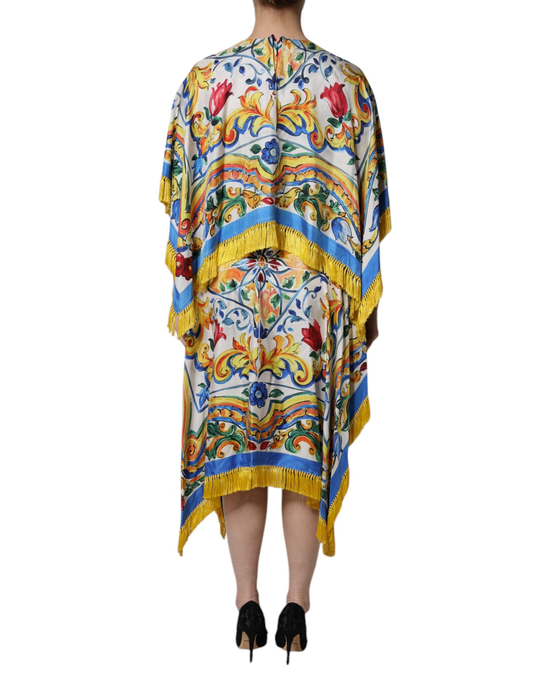 Dolce & Gabbana Multicolor Majolica Kaftan Short Sleeves Maxi Dress | Regal Royce
