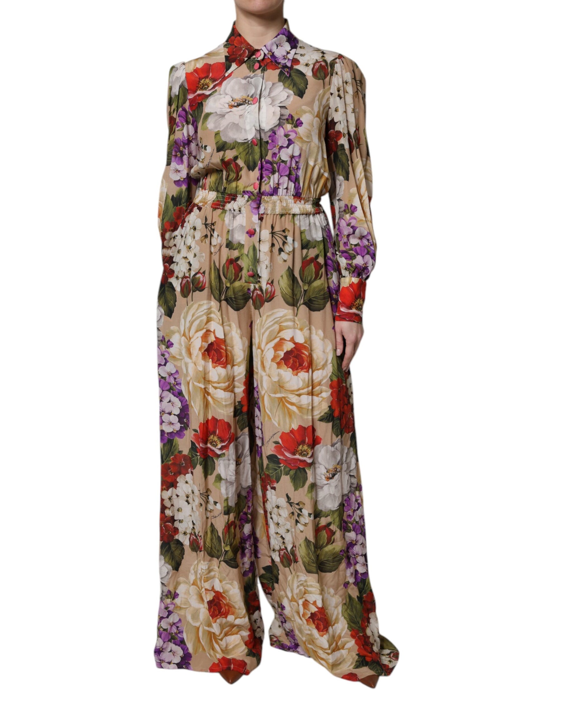 Dolce & Gabbana Multicolor Floral Wide Leg Jumpsuit Dress | Regal Royce