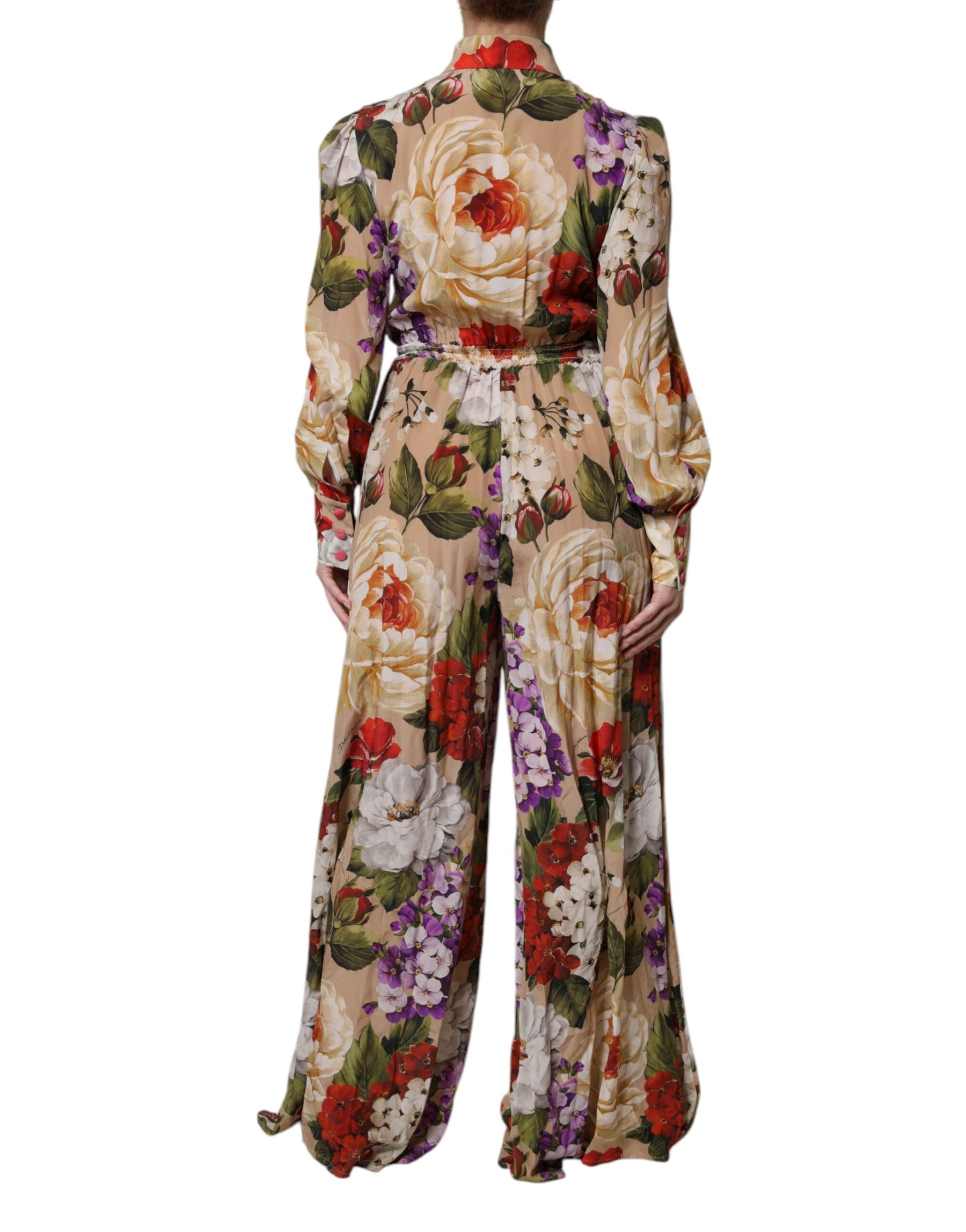 Dolce & Gabbana Multicolor Floral Wide Leg Jumpsuit Dress | Regal Royce