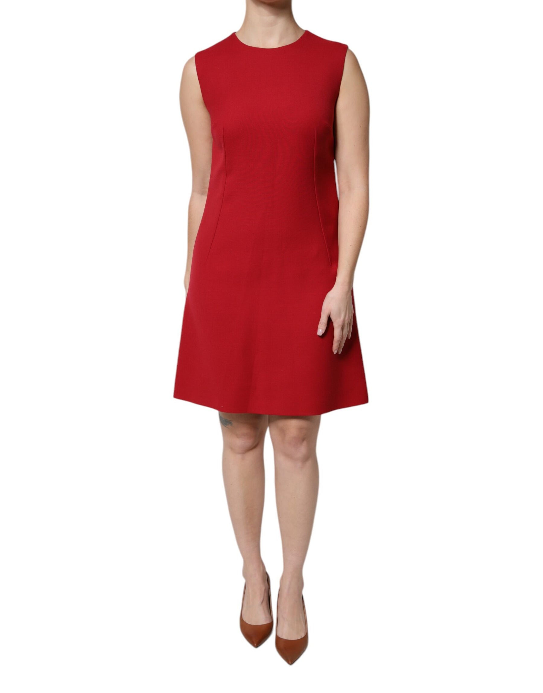 Dolce & Gabbana Red Wool Sleeveless Knee Length A-line Dress | Regal Royce
