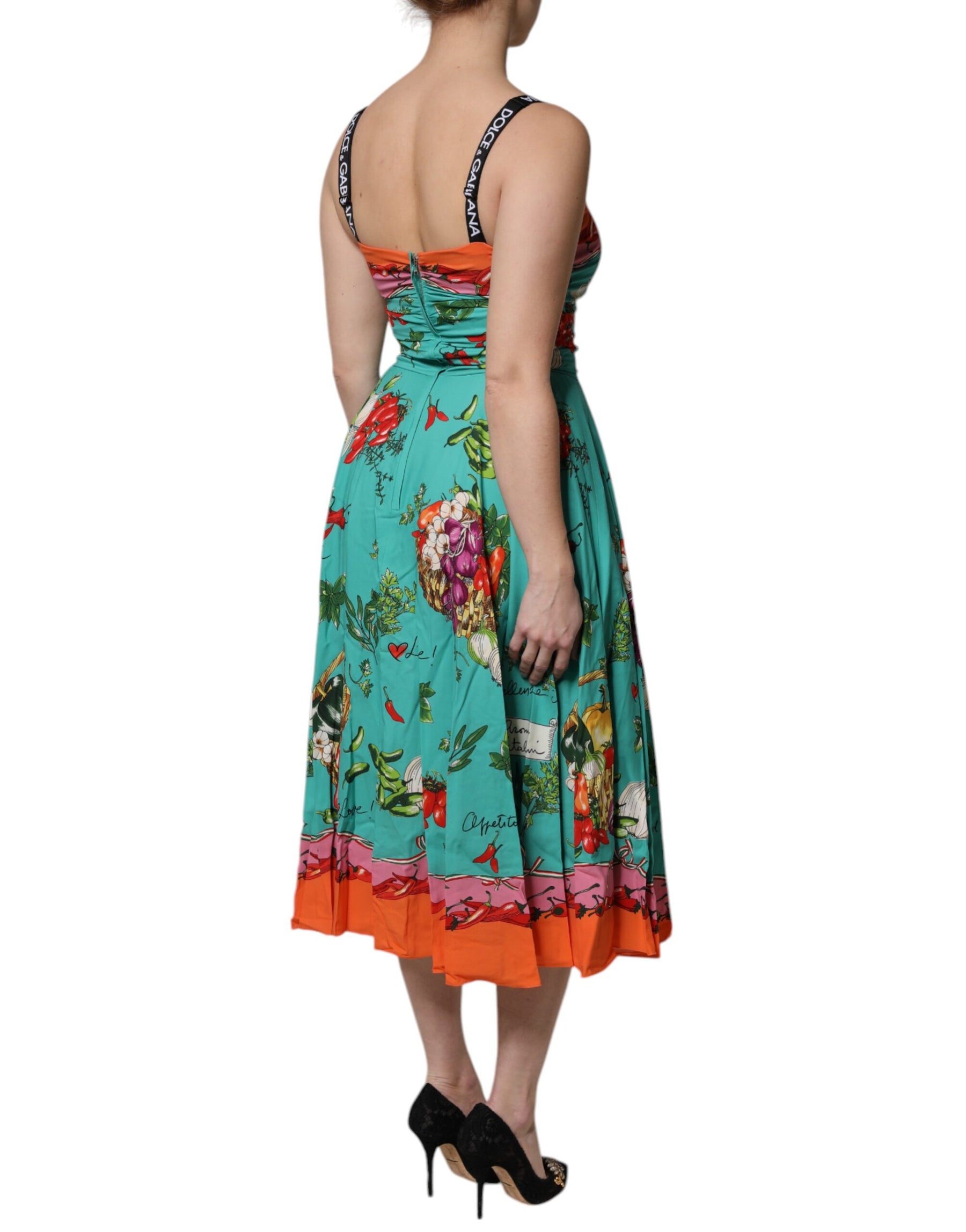 Dolce & Gabbana Multicolor Printed Silk Sleeveless Midi Dress | Regal Royce