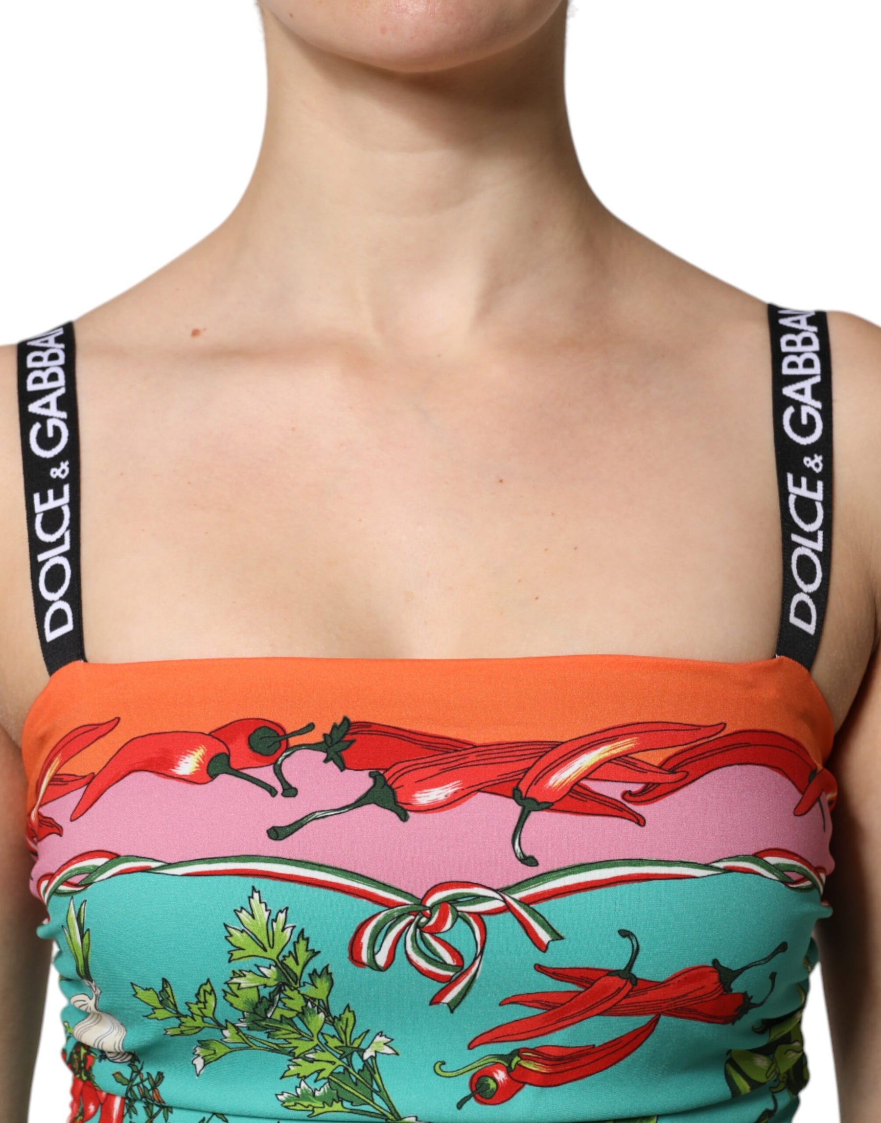 Dolce & Gabbana Multicolor Printed Silk Sleeveless Midi Dress | Regal Royce