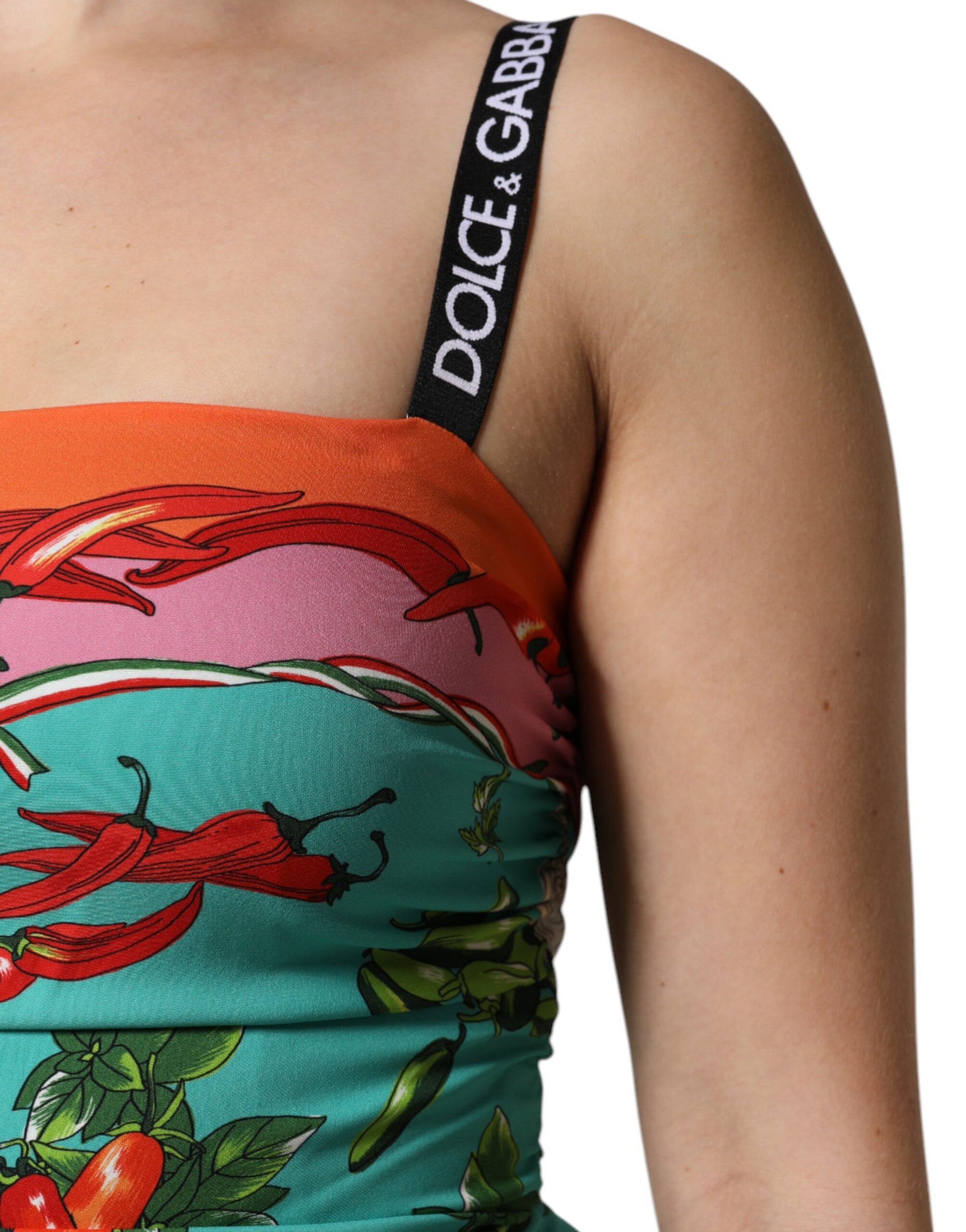 Dolce & Gabbana Multicolor Printed Silk Sleeveless Midi Dress | Regal Royce