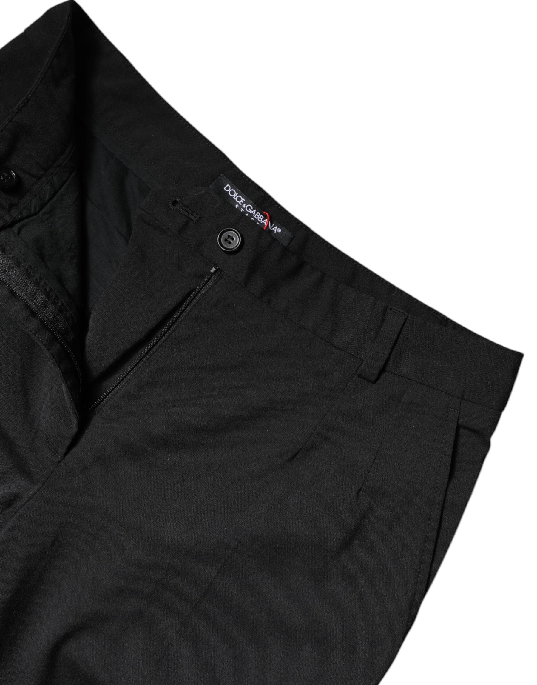 Dolce & Gabbana Black Polyester High Waist Slim Pants | Regal Royce