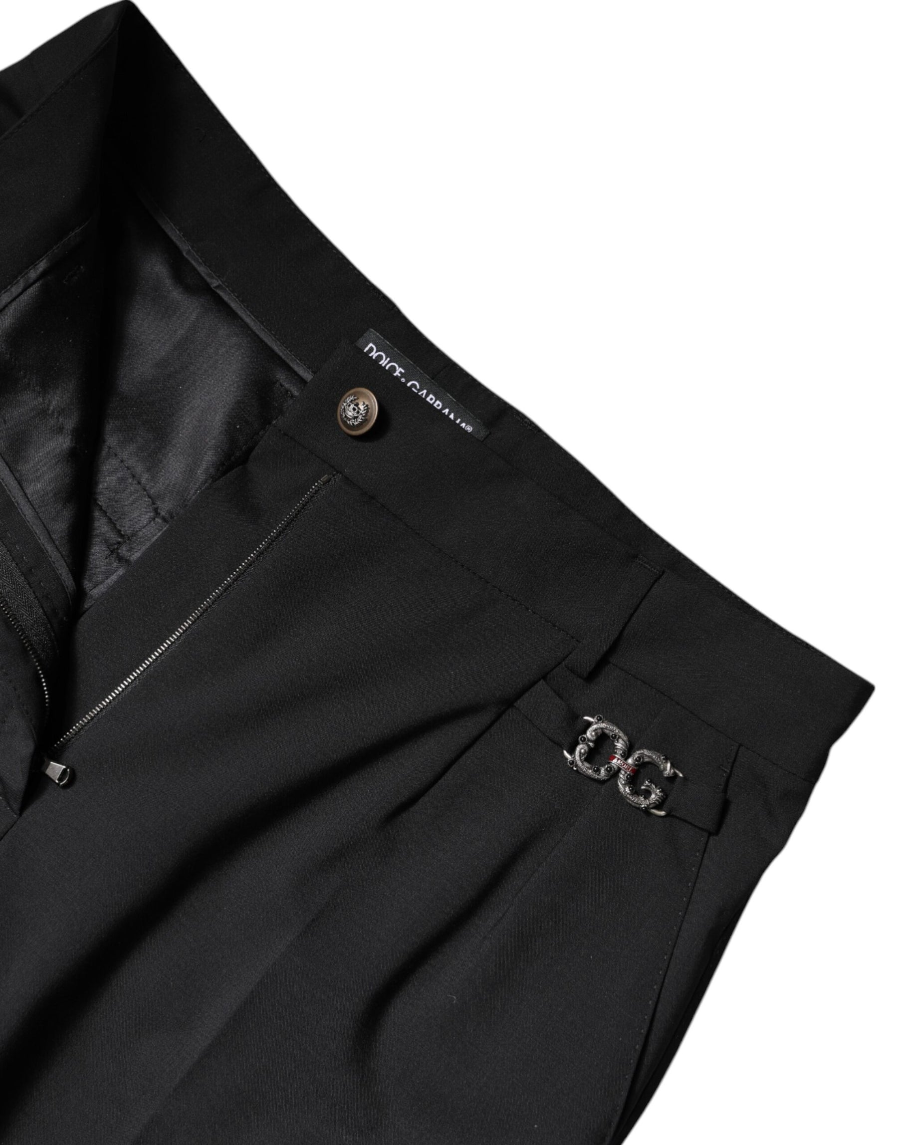 Dolce & Gabbana Black Polyester High Waist Dress Pants | Regal Royce