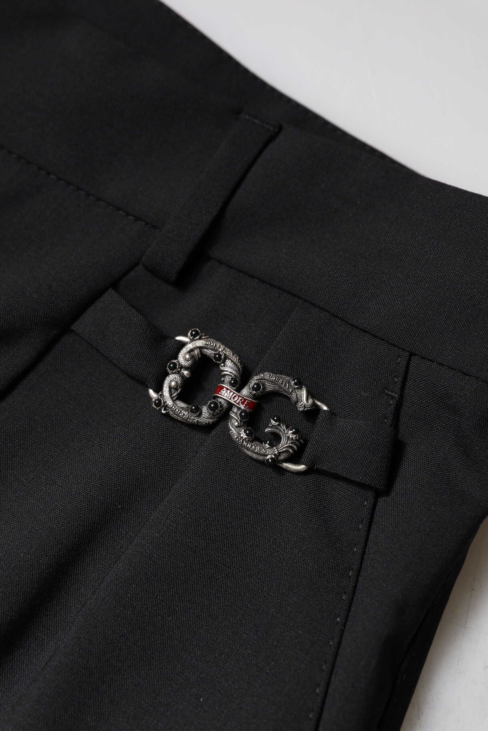 Dolce & Gabbana Black Polyester High Waist Dress Pants | Regal Royce