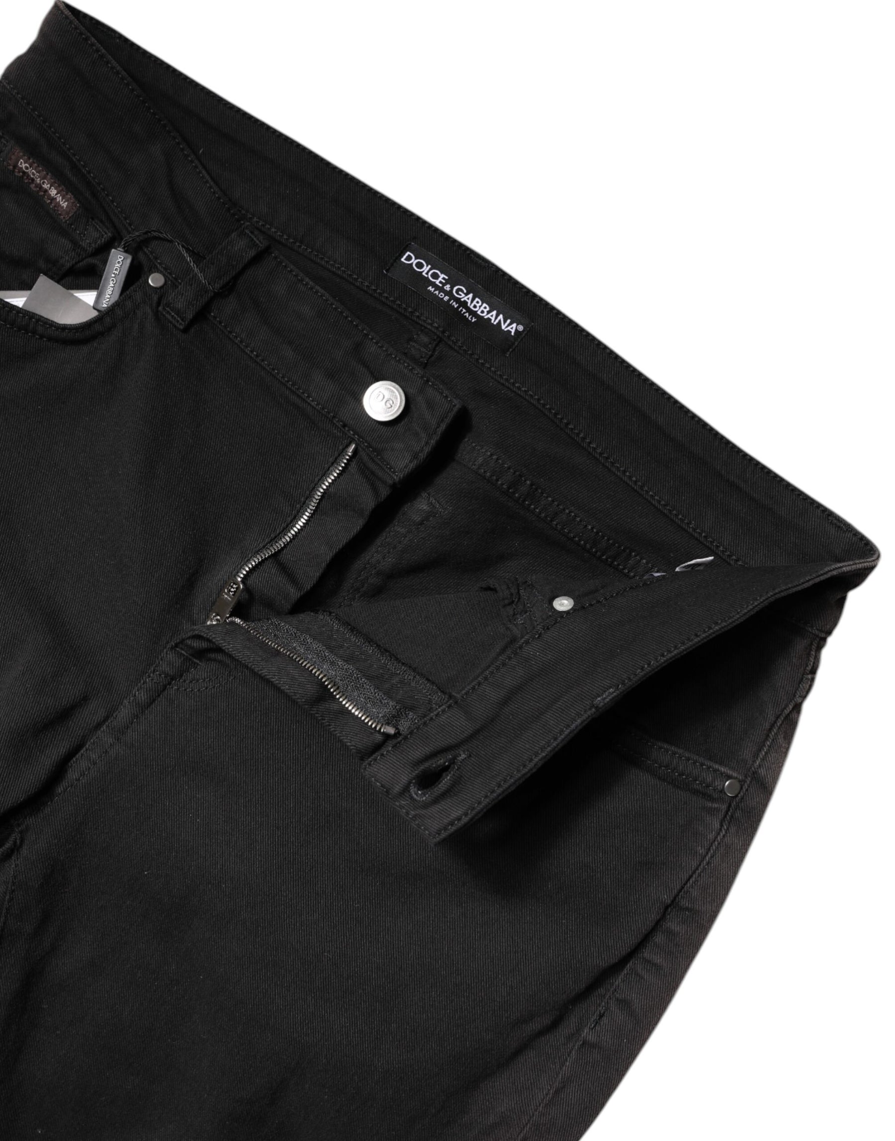 Dolce & Gabbana Black Cotton High Waist Skinny Denim Jeans | Regal Royce