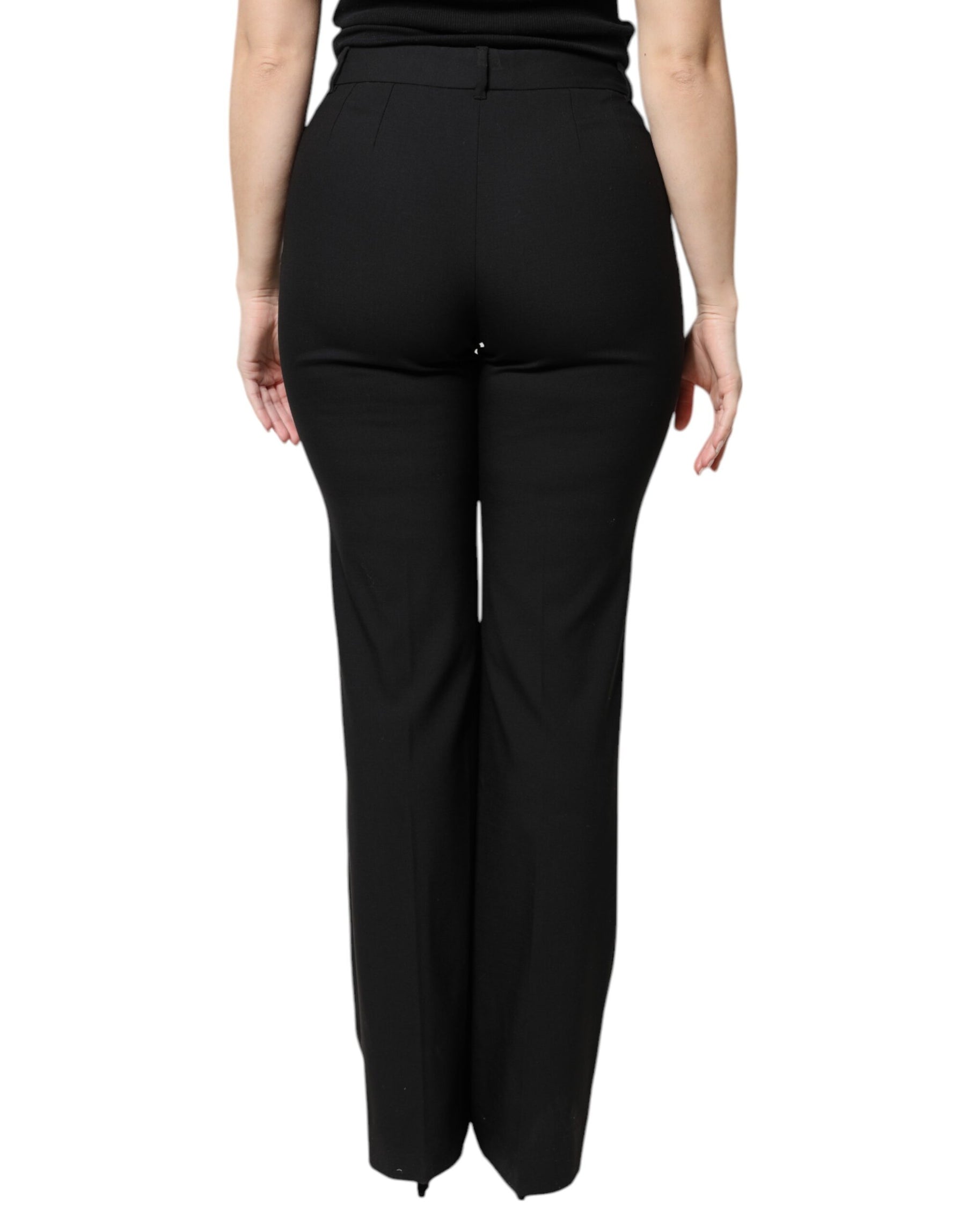 Dolce & Gabbana Black Wool High Waist Boot Cut Dress Pants | Regal Royce