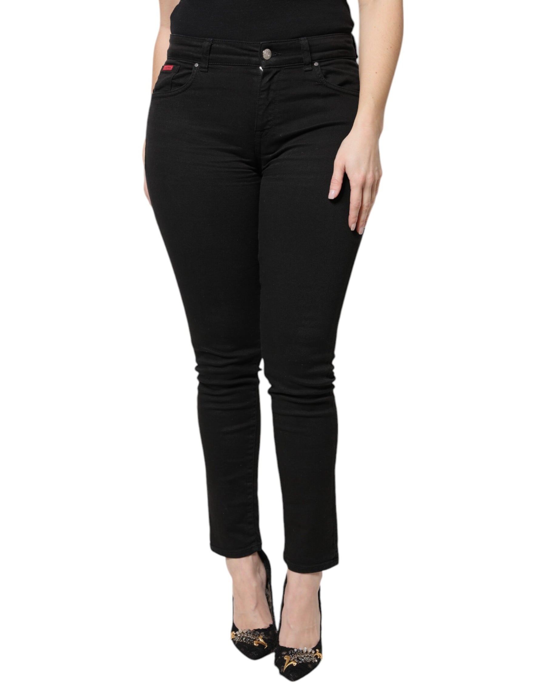 Dolce & Gabbana Black Cotton High Waist Skinny Denim Jeans | Regal Royce
