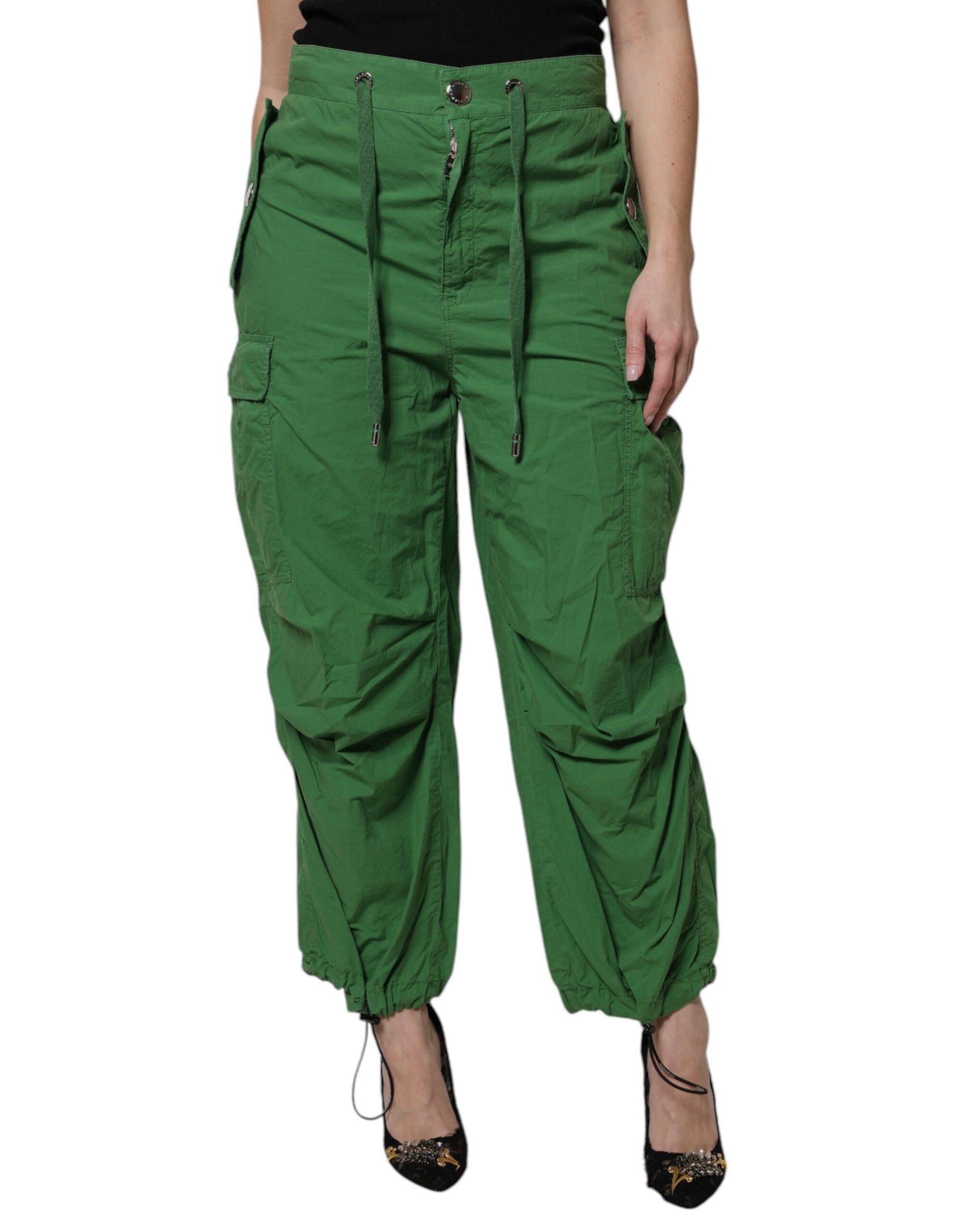 Dolce & Gabbana Green Cotton High Waist Cargo Pants | Regal Royce