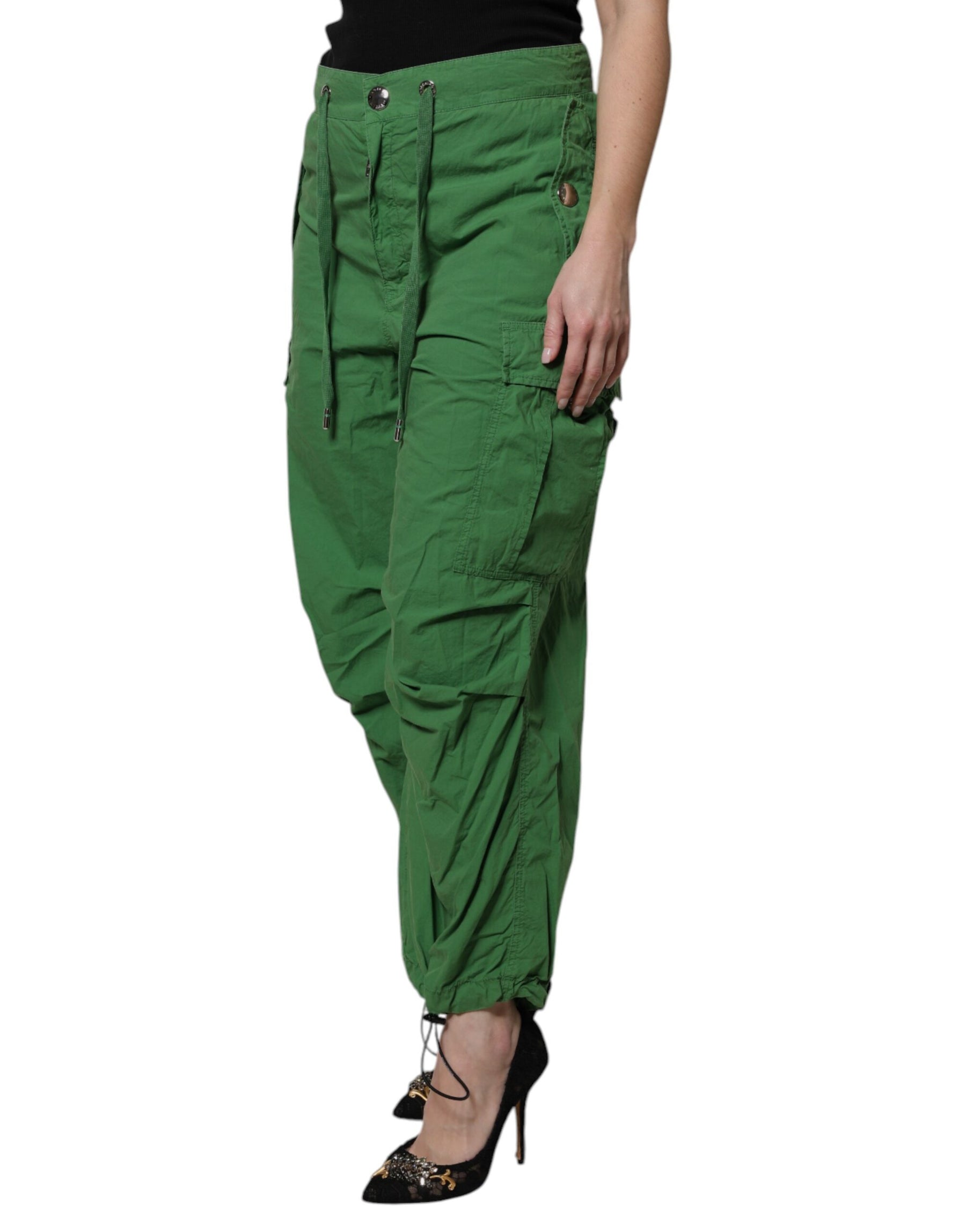 Dolce & Gabbana Green Cotton High Waist Cargo Pants | Regal Royce