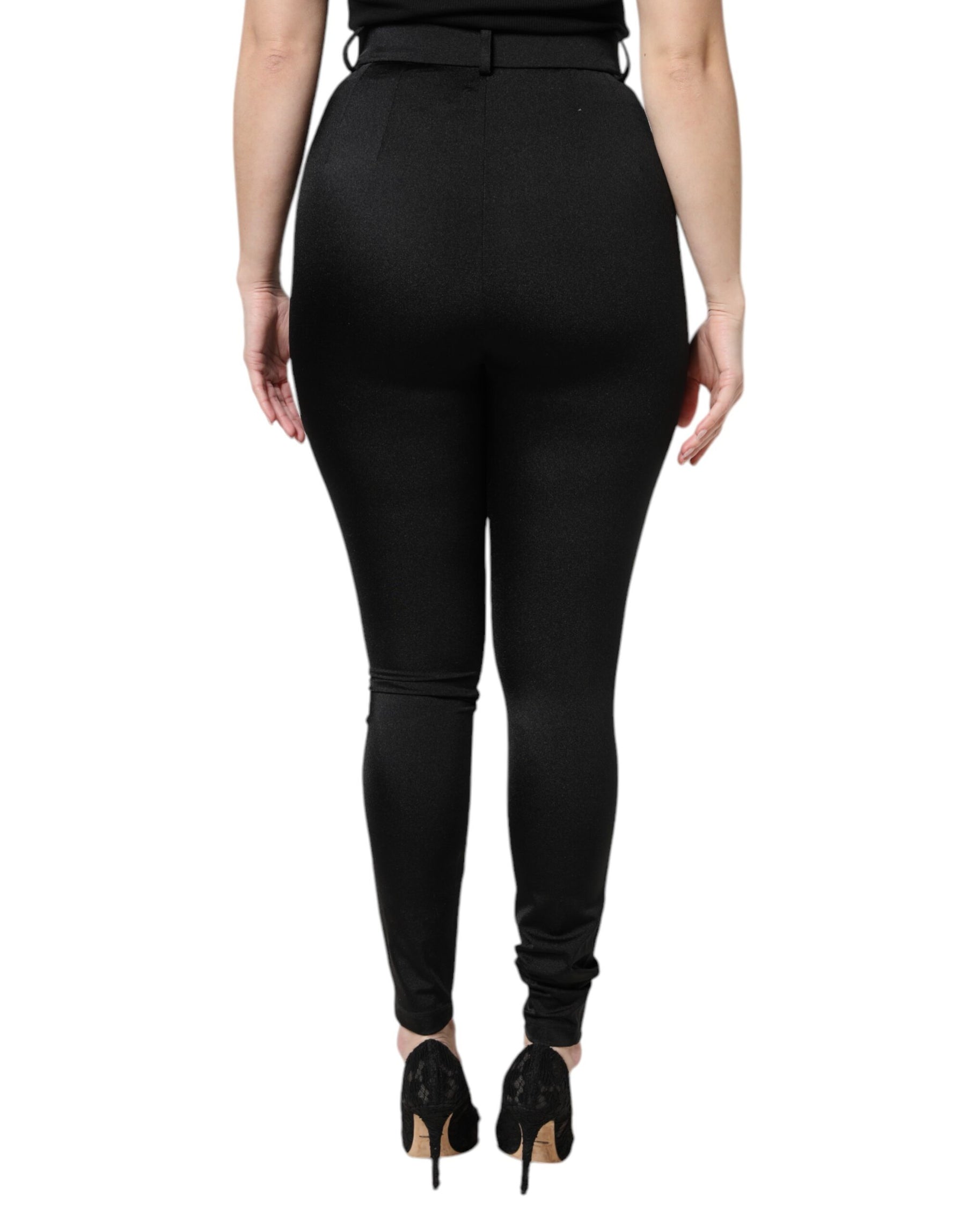 Dolce & Gabbana Black Nylon High Waist Slim Fit Pants | Regal Royce
