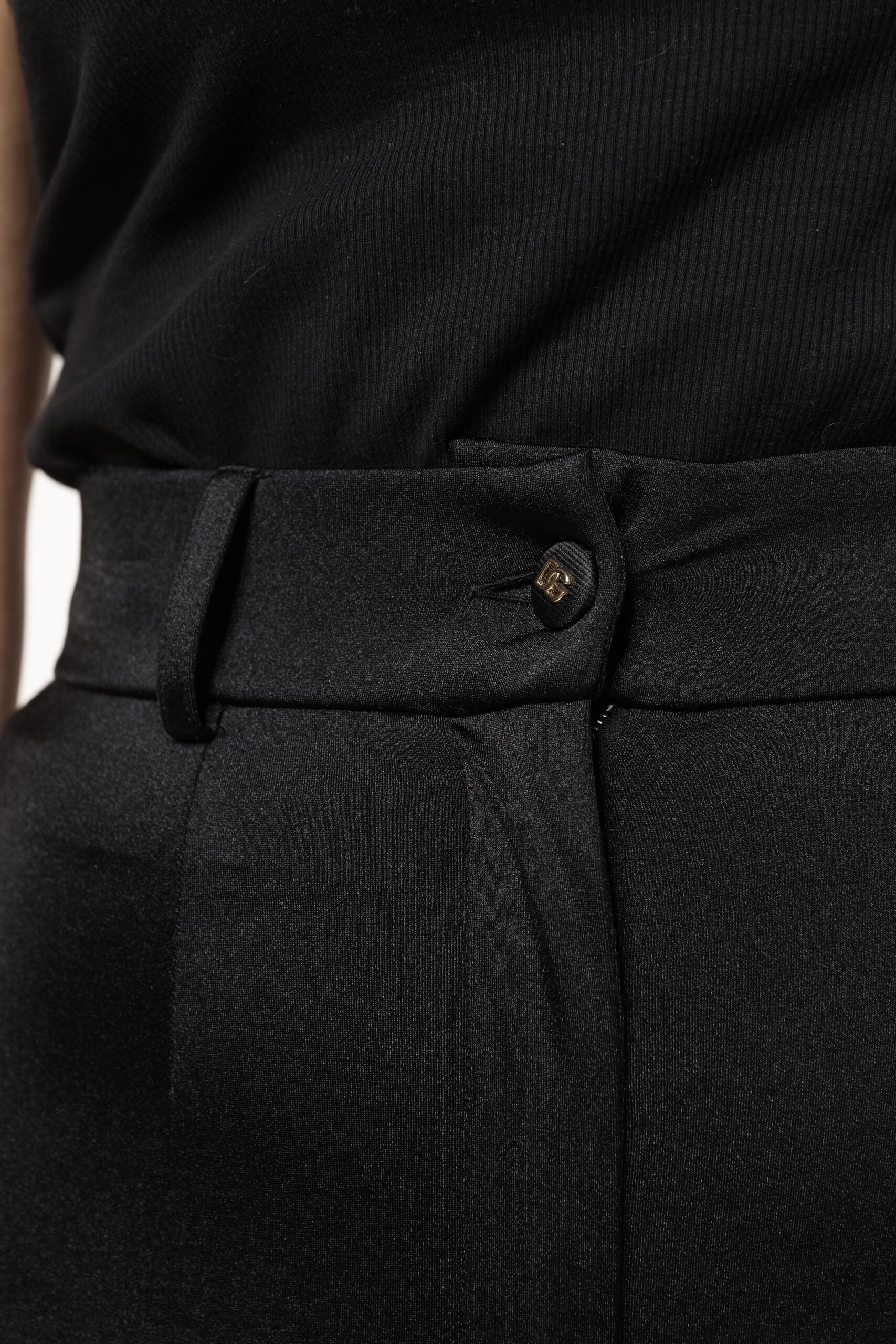 Dolce & Gabbana Black Nylon High Waist Slim Fit Pants | Regal Royce