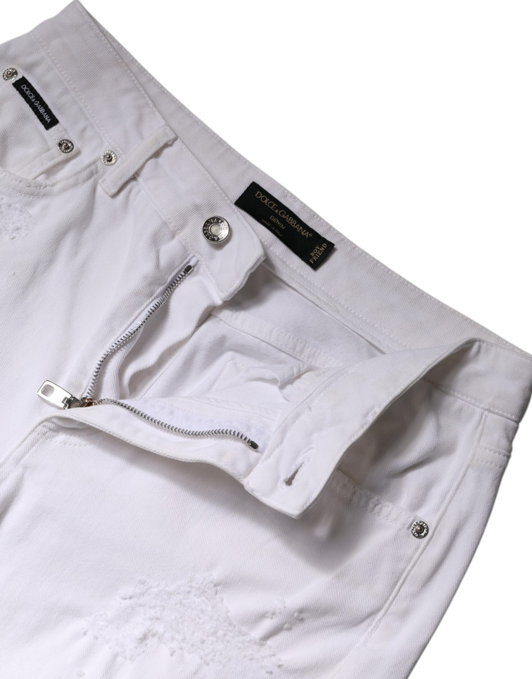 Dolce & Gabbana White Cotton High Waist Skinny Denim Jeans | Regal Royce