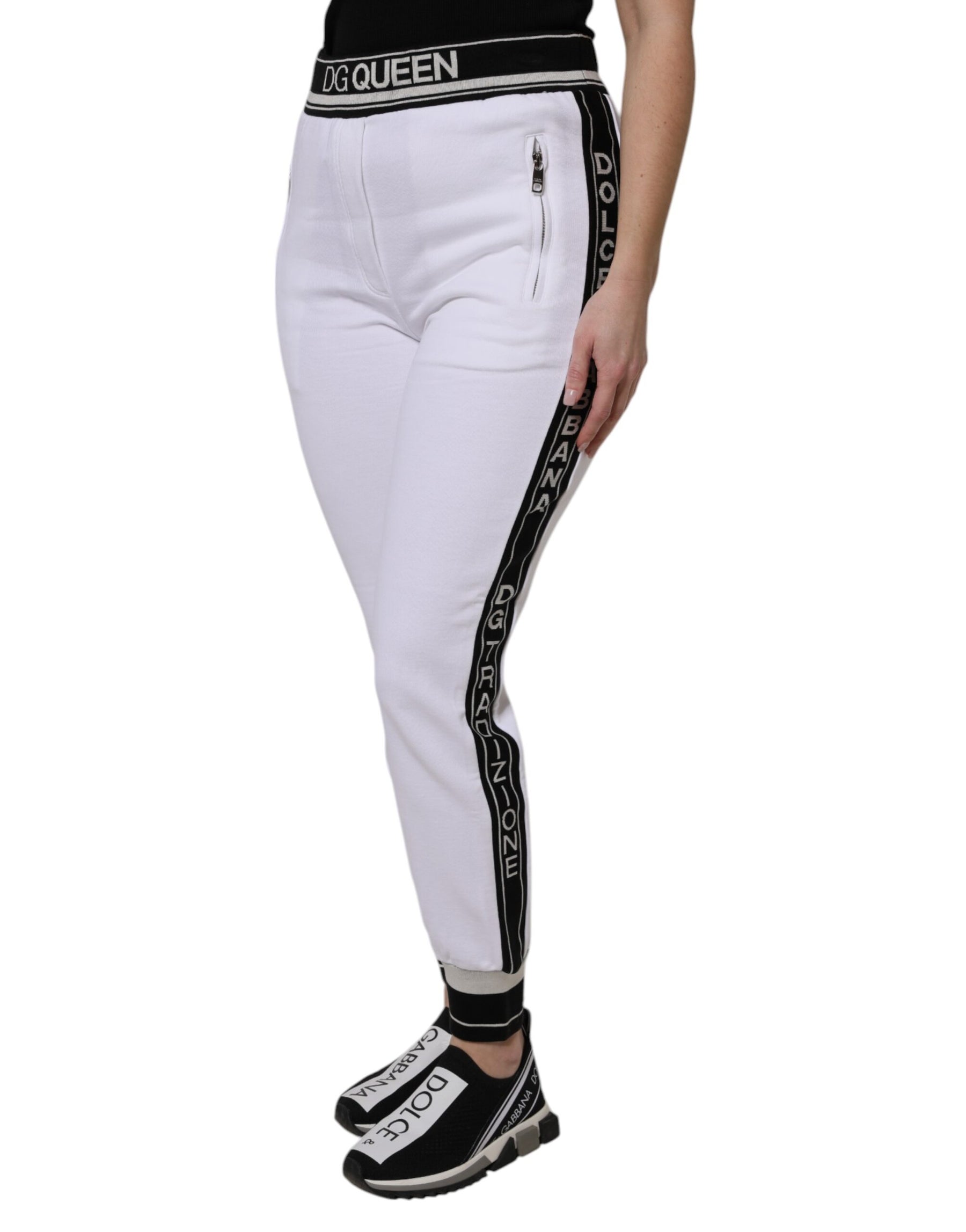 Dolce & Gabbana White Cotton Stretch Jogger Sweatpants Pants | Regal Royce