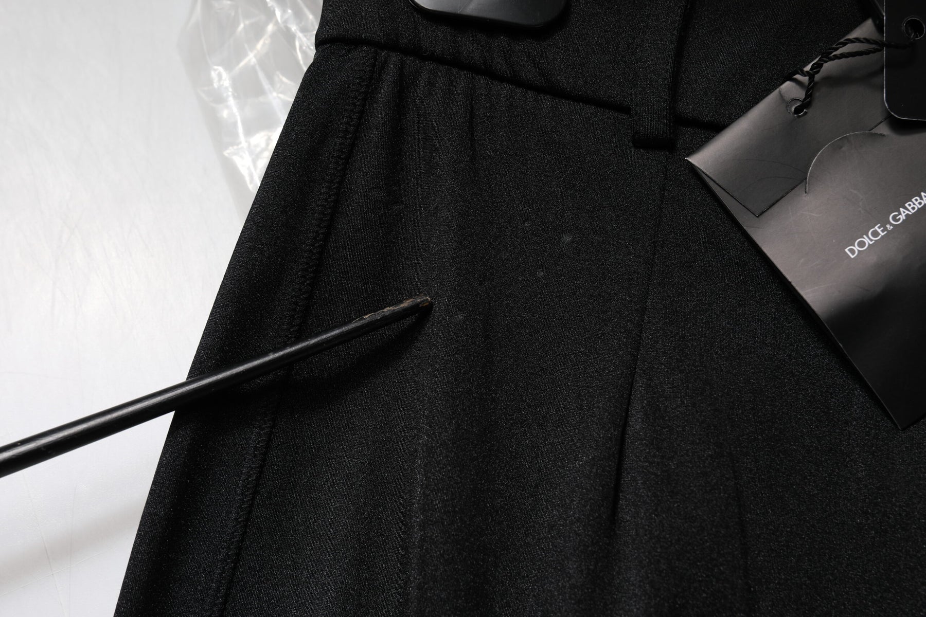 Dolce & Gabbana Black Nylon High Waist Slim Fit Pants | Regal Royce