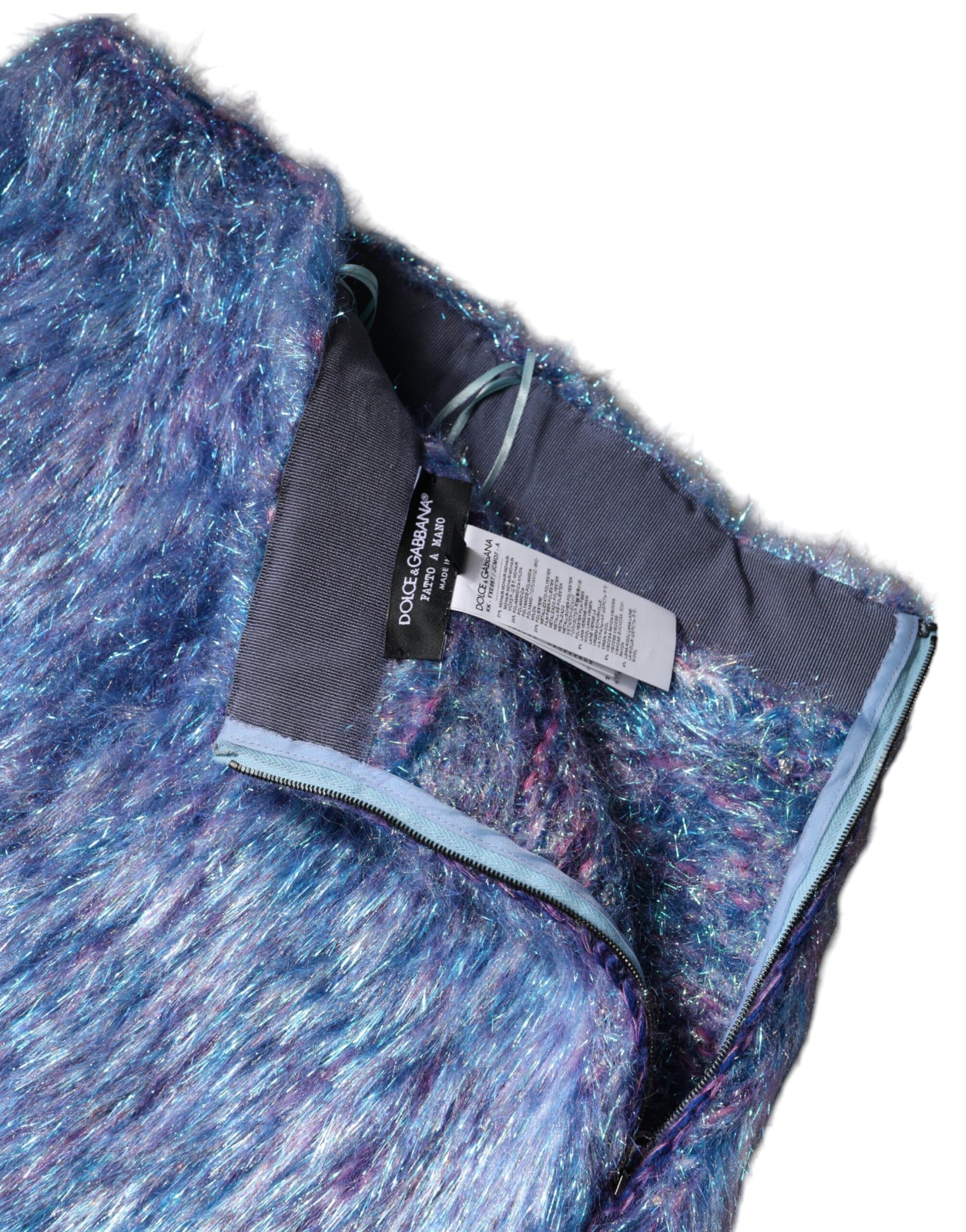 Dolce & Gabbana Multicolor Plush Fabric High Waist Mini Skirt | Regal Royce