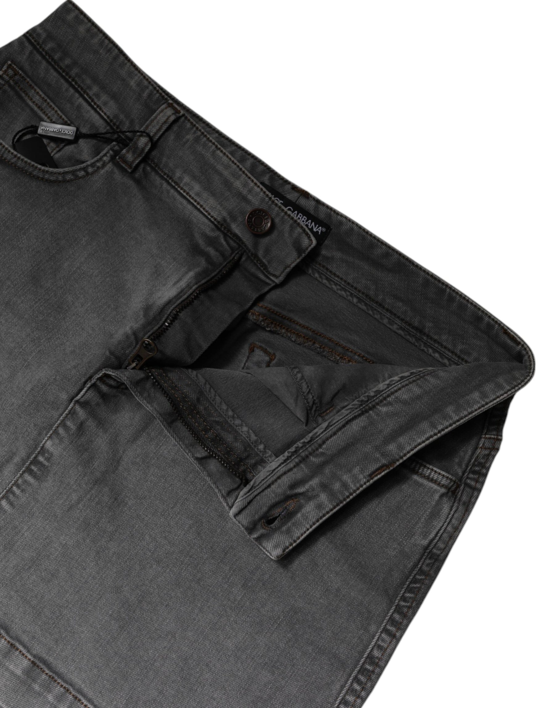 Dolce & Gabbana Gray Cotton Stretch Mid Waist Denim Mini Skirt | Regal Royce