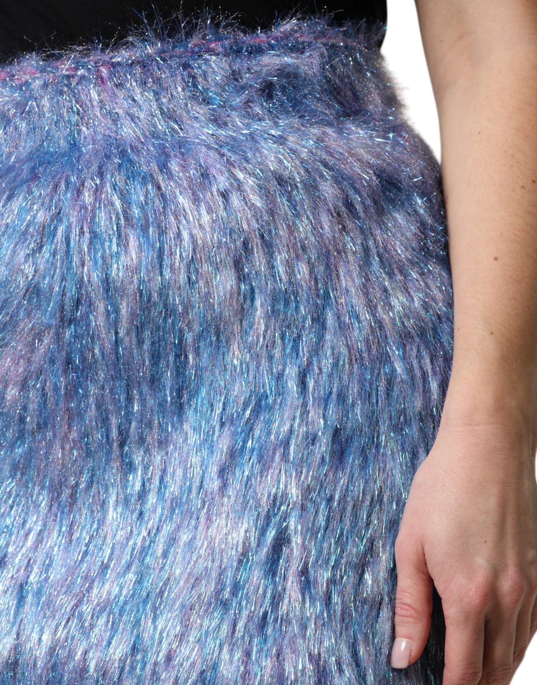 Dolce & Gabbana Multicolor Plush High Waist Mini Skirt | Regal Royce