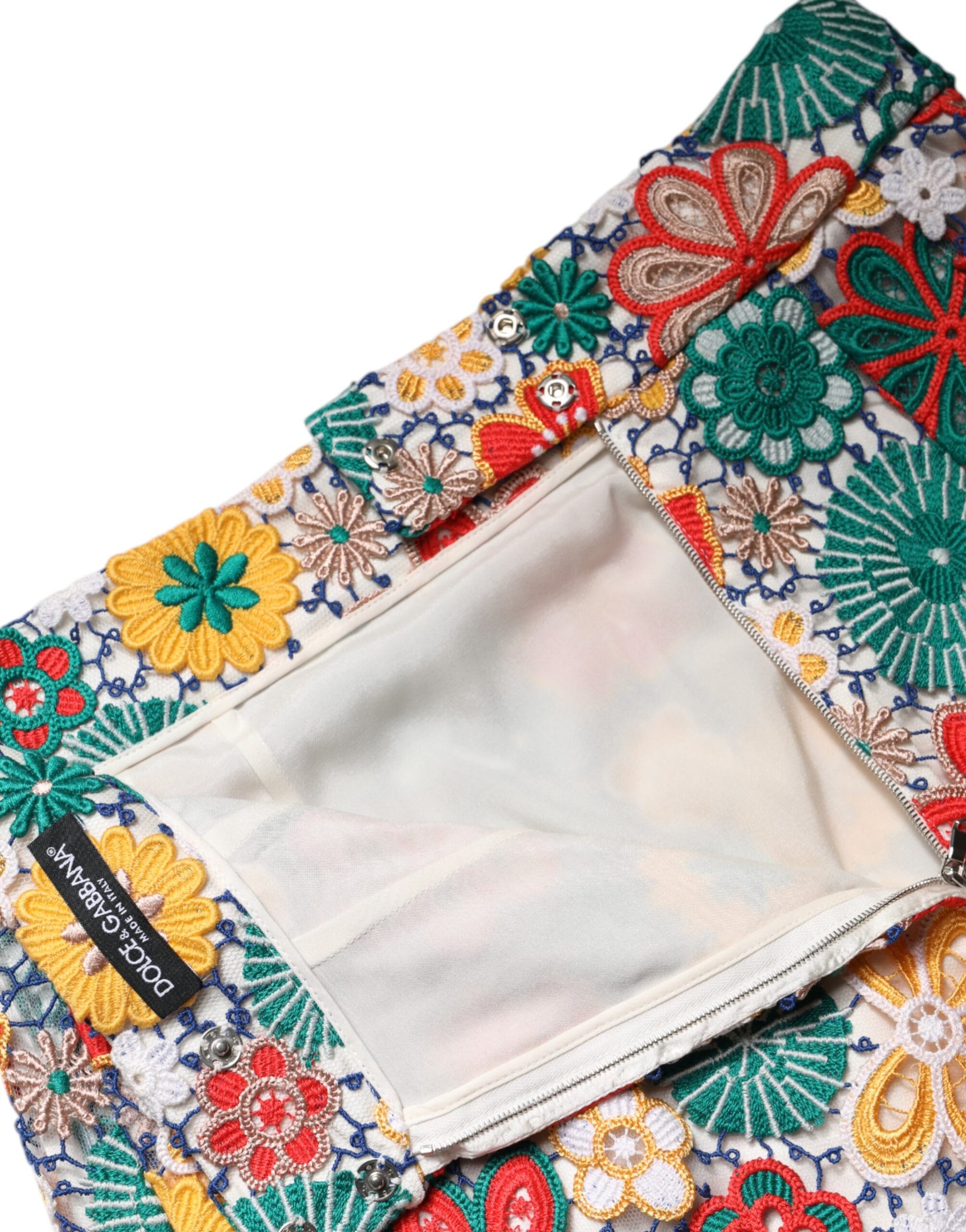 Dolce & Gabbana Multicolor Floral Lace High Waist Mini Skirt | Regal Royce