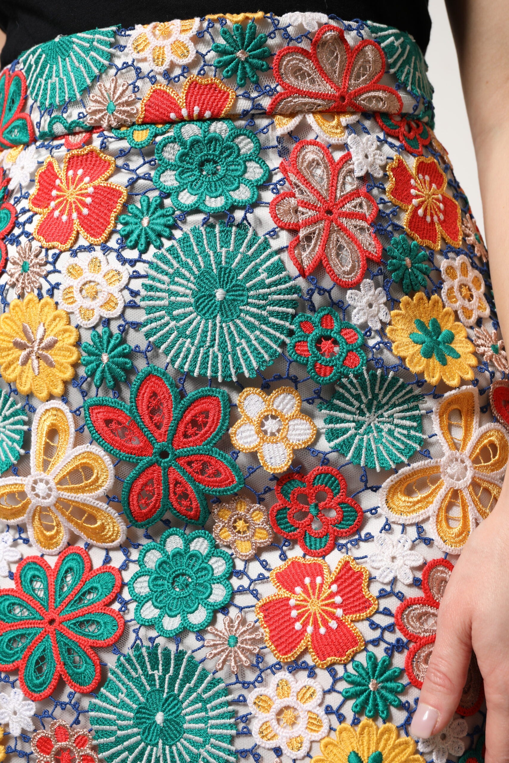 Dolce & Gabbana Multicolor Floral Lace High Waist Mini Skirt | Regal Royce