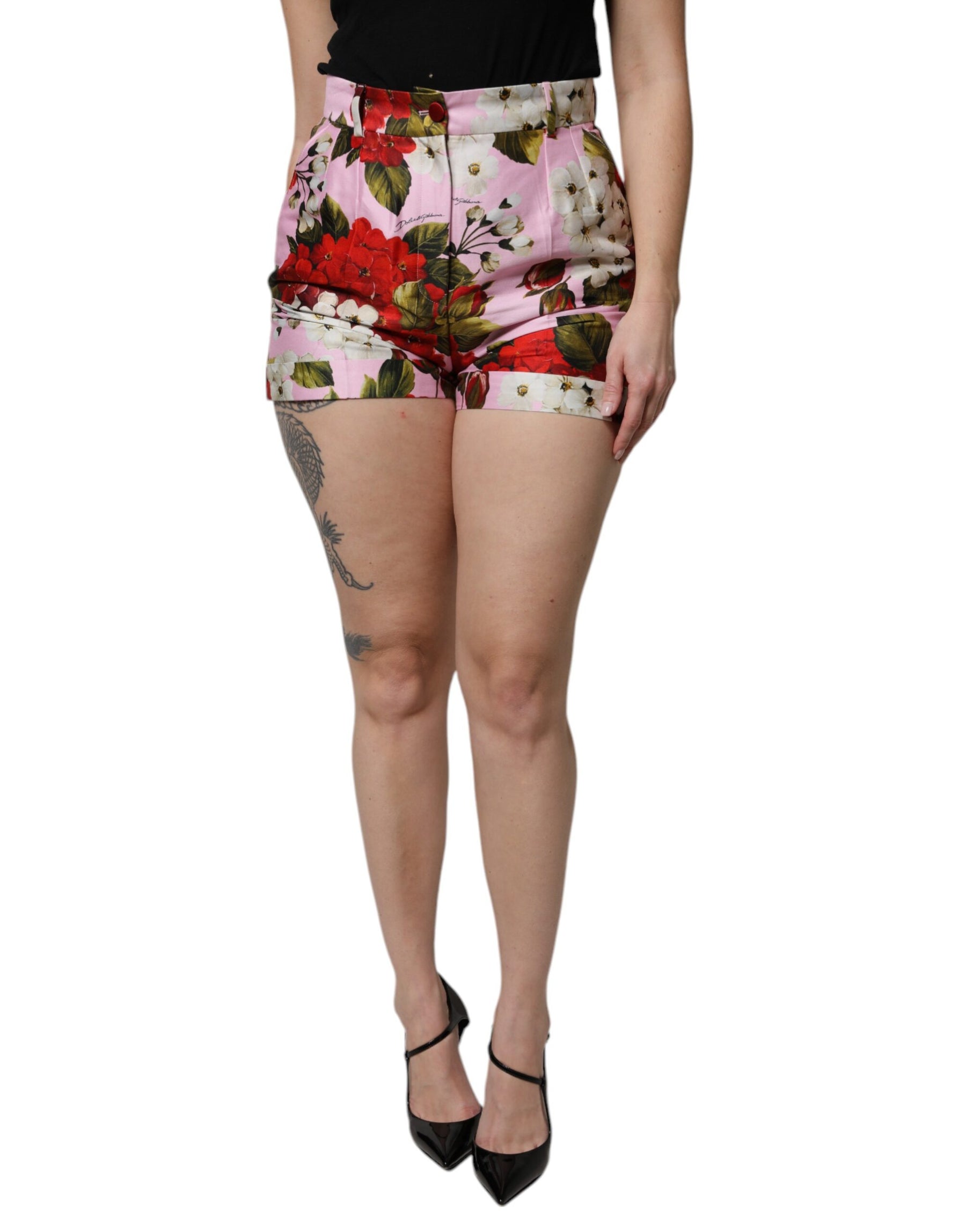 Dolce & Gabbana Pink Floral Print High Waist Hotpants Short | Regal Royce
