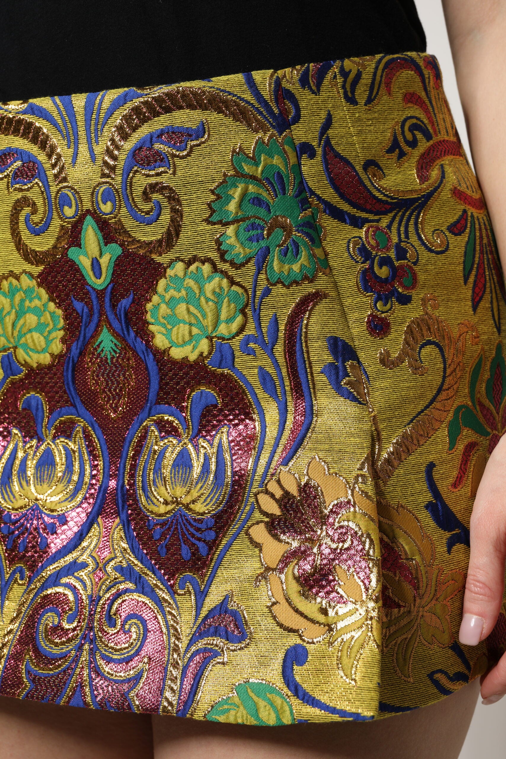 Dolce & Gabbana Multicolor Floral Jacquard Mid Waist Mini Skirt | Regal Royce