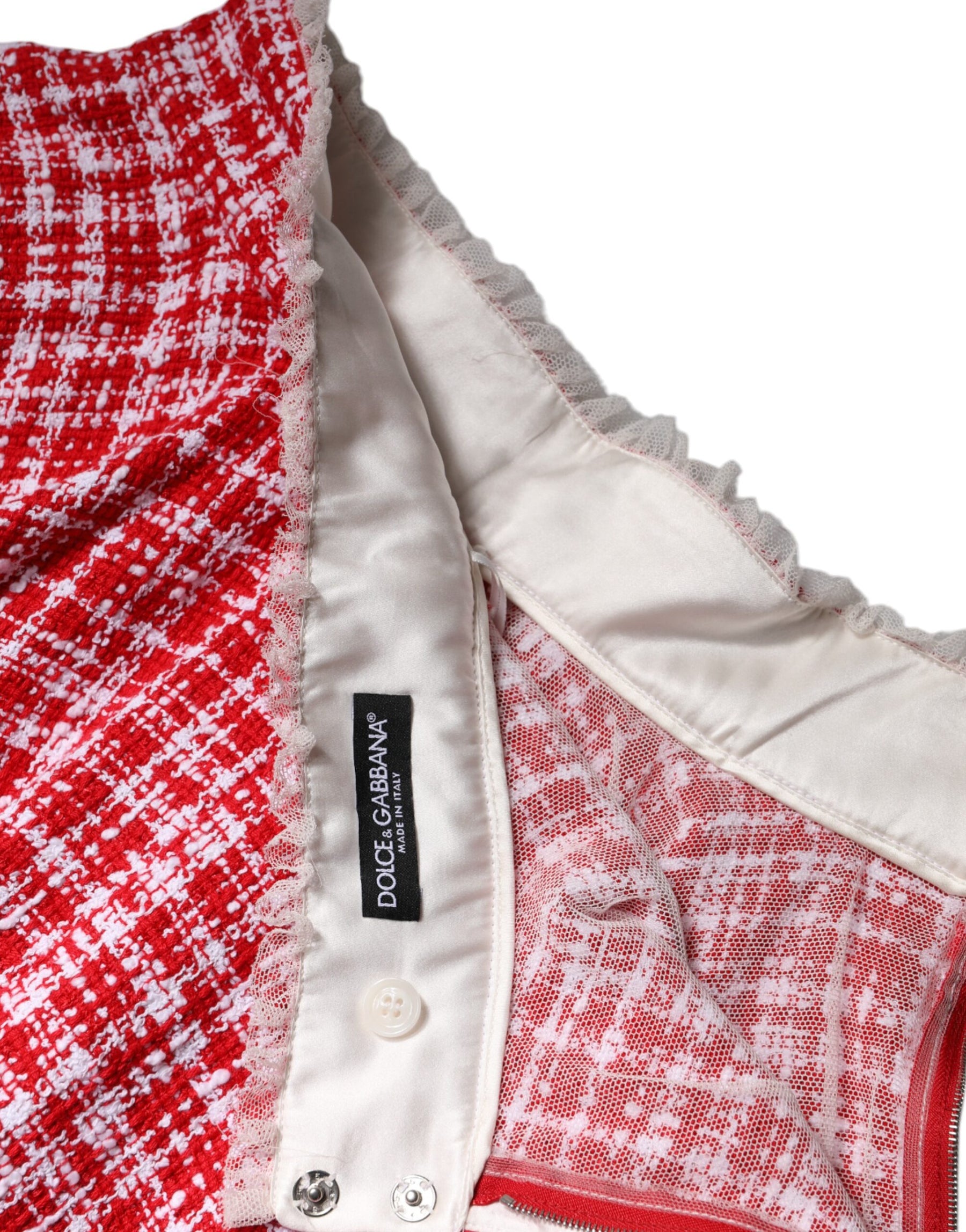 Dolce & Gabbana Red White High Waist A-line Above Knee Skirt | Regal Royce