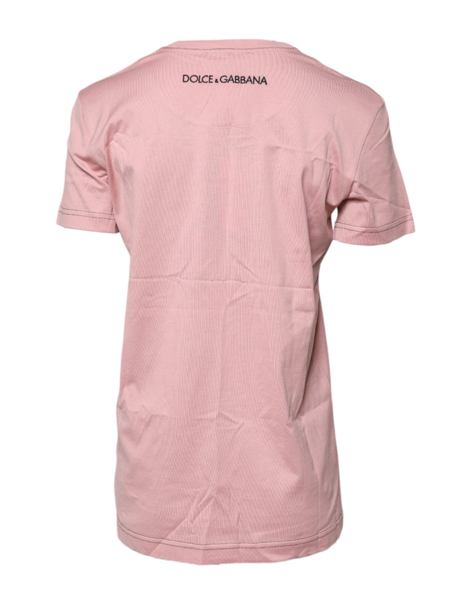Dolce & Gabbana Pink Logo Print Cotton Crew Neck T-shirt | Regal Royce