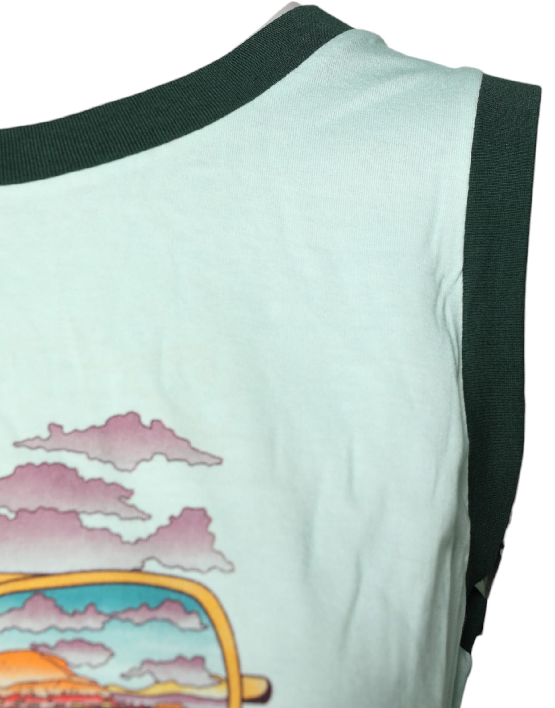Dolce & Gabbana Light Green Graphic Print Sleeveless Tank T-shirt | Regal Royce