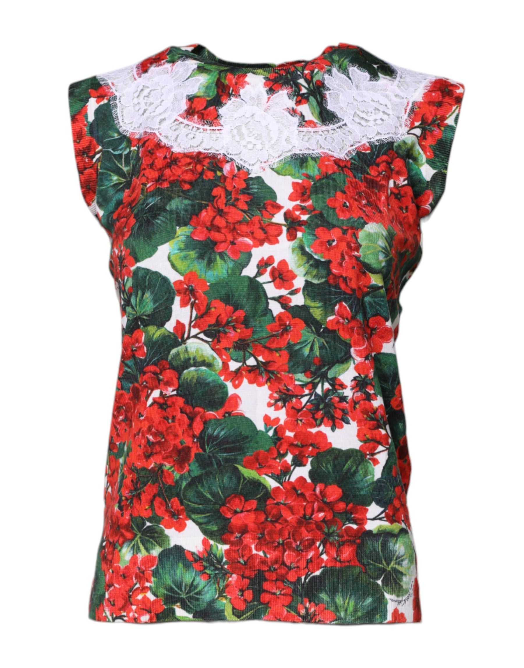 Dolce & Gabbana Multicolor Floral Lace Sleeveless Tank Top | Regal Royce