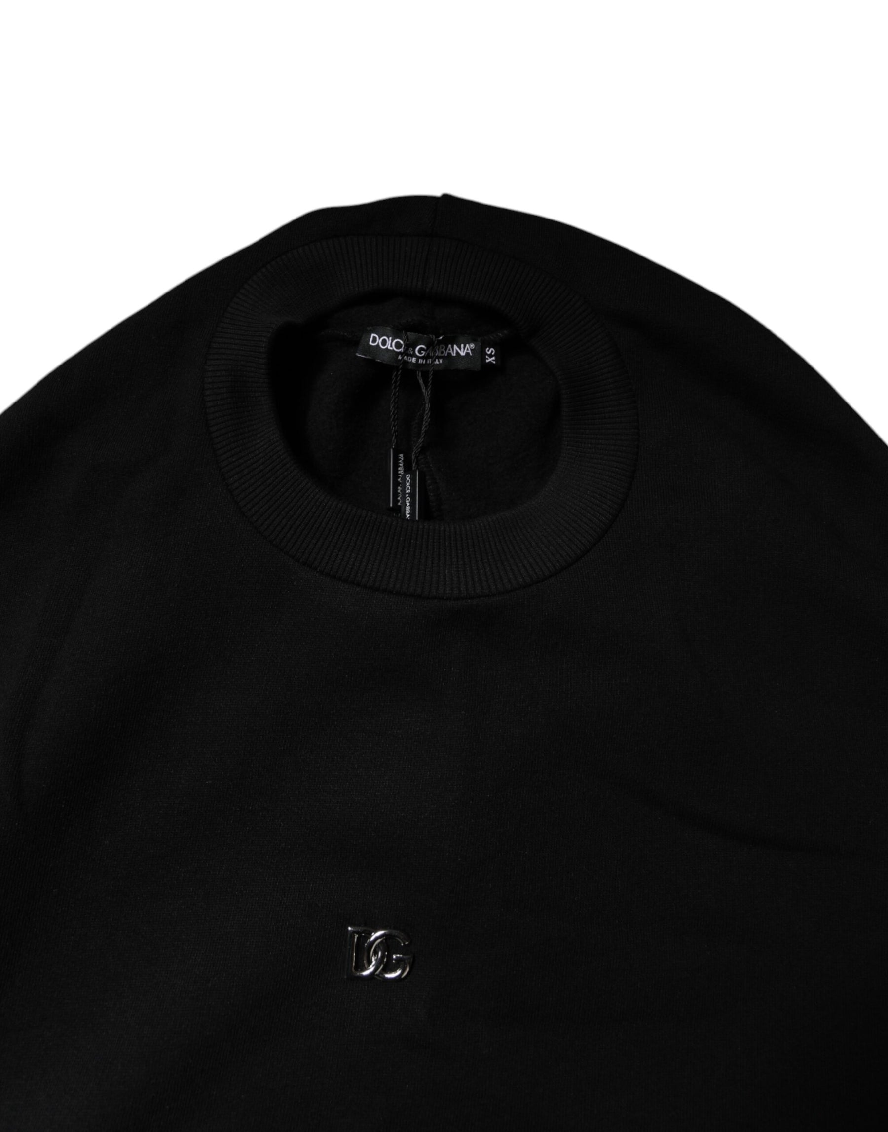 Dolce & Gabbana Black Cotton Crew Neck Sweatshirt Sweater | Regal Royce