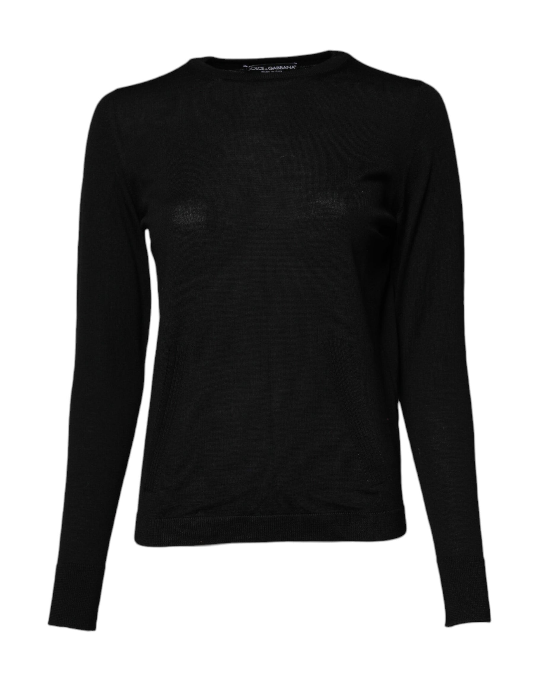 Dolce & Gabbana Black Wool Knit Crew Neck Pullover Sweater | Regal Royce