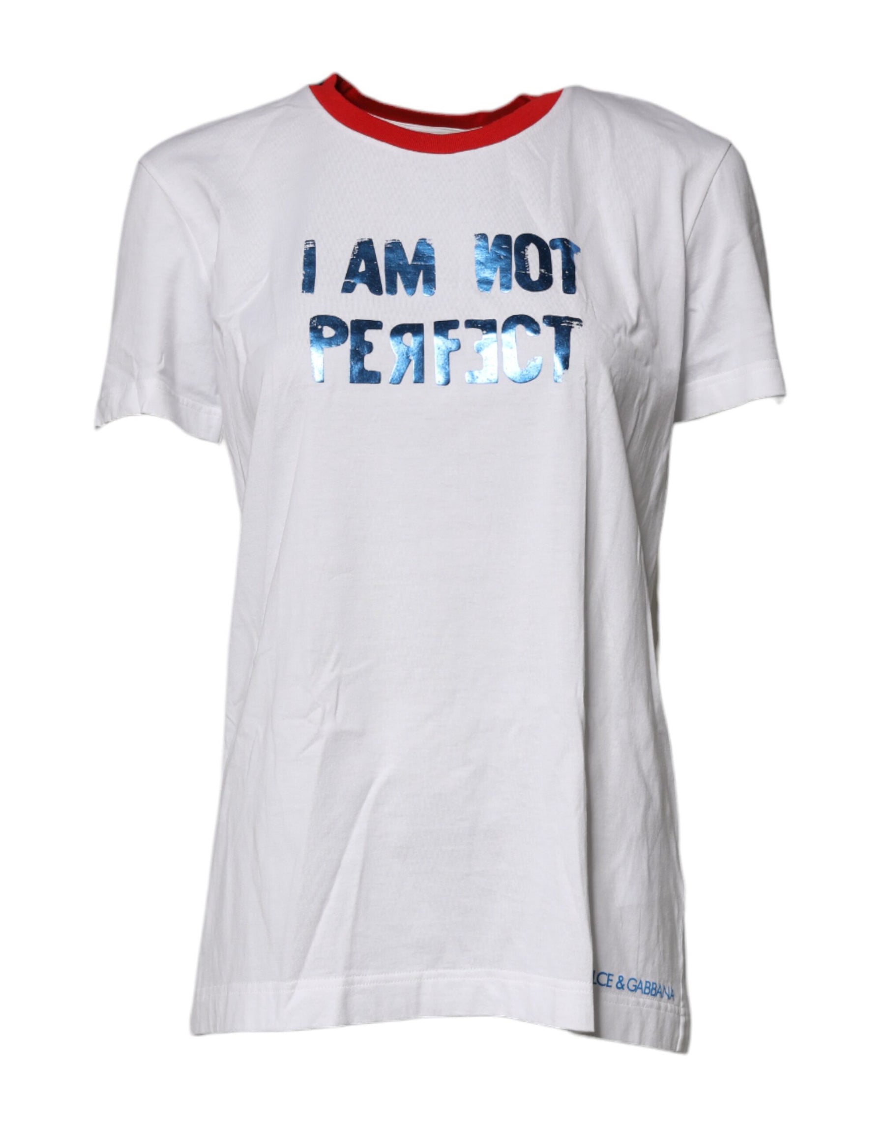 Dolce & Gabbana White Graphic Print Cotton Crew Neck T-shirt | Regal Royce