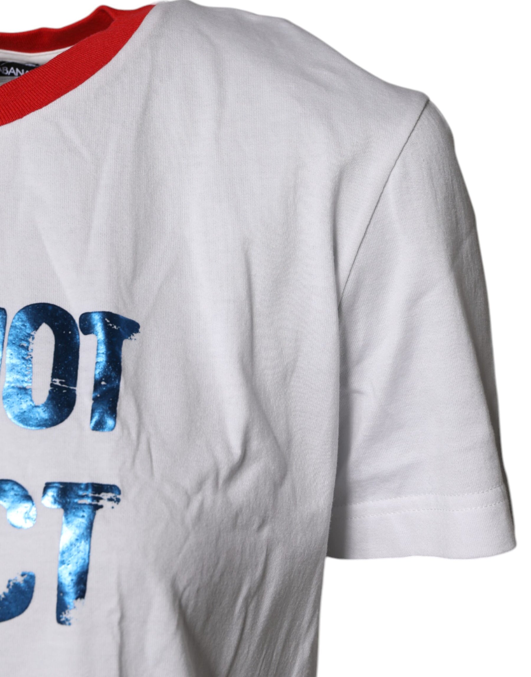 Dolce & Gabbana White Graphic Print Cotton Crew Neck T-shirt | Regal Royce