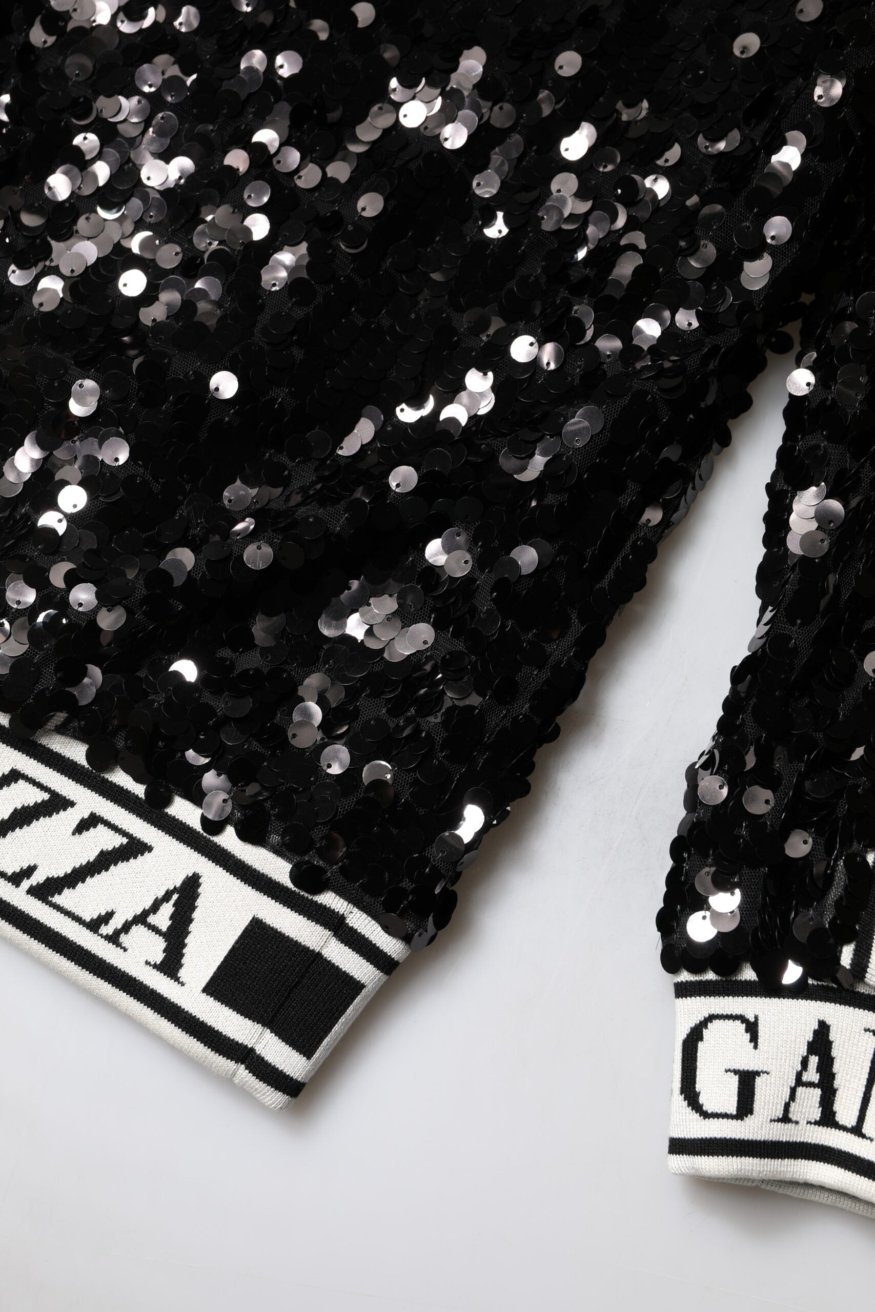Dolce & Gabbana Black DG Queen Sequin Pullover Sweater | Regal Royce