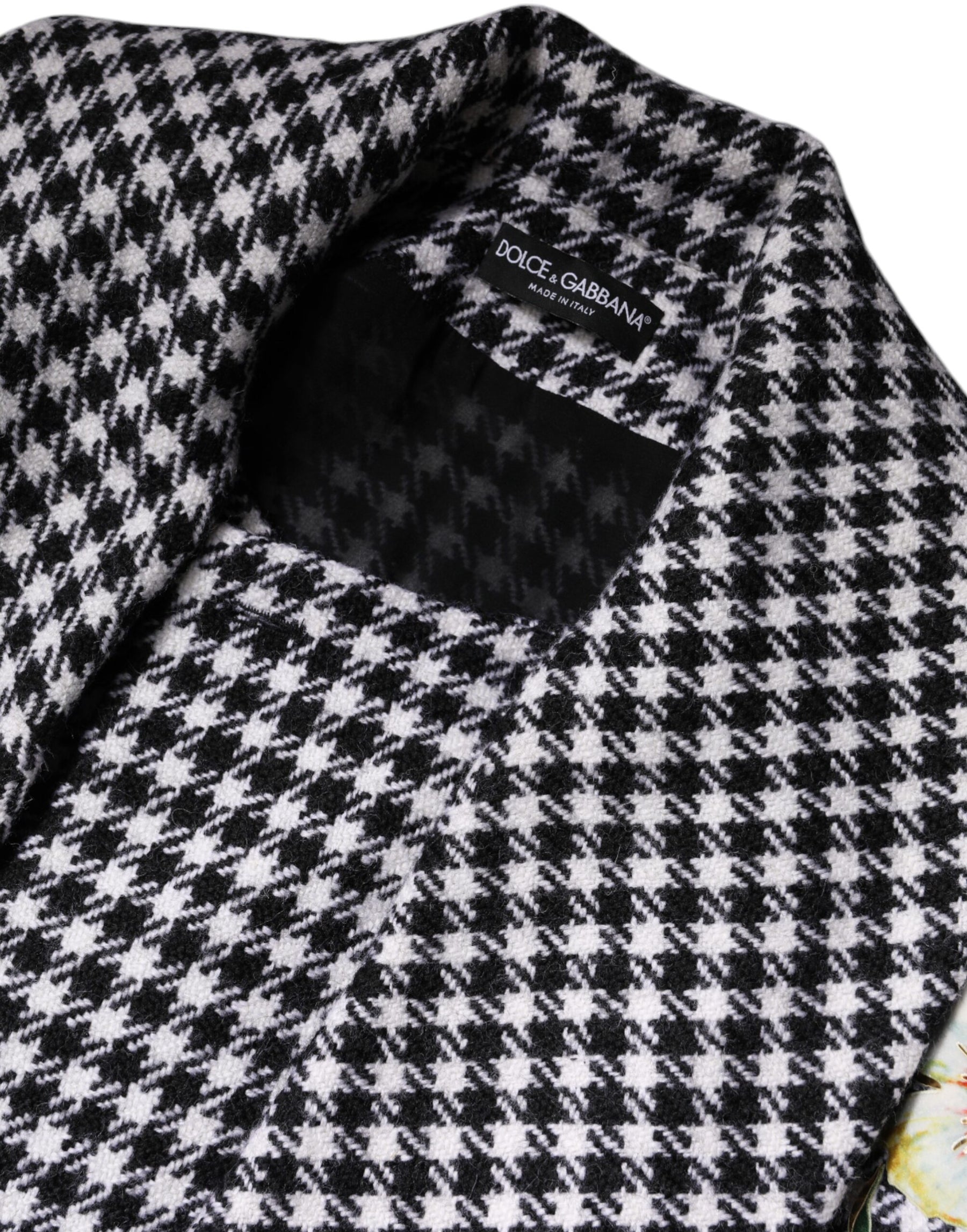 Dolce & Gabbana Black White Monochrome Patterned Floral Cape Jacket | Regal Royce
